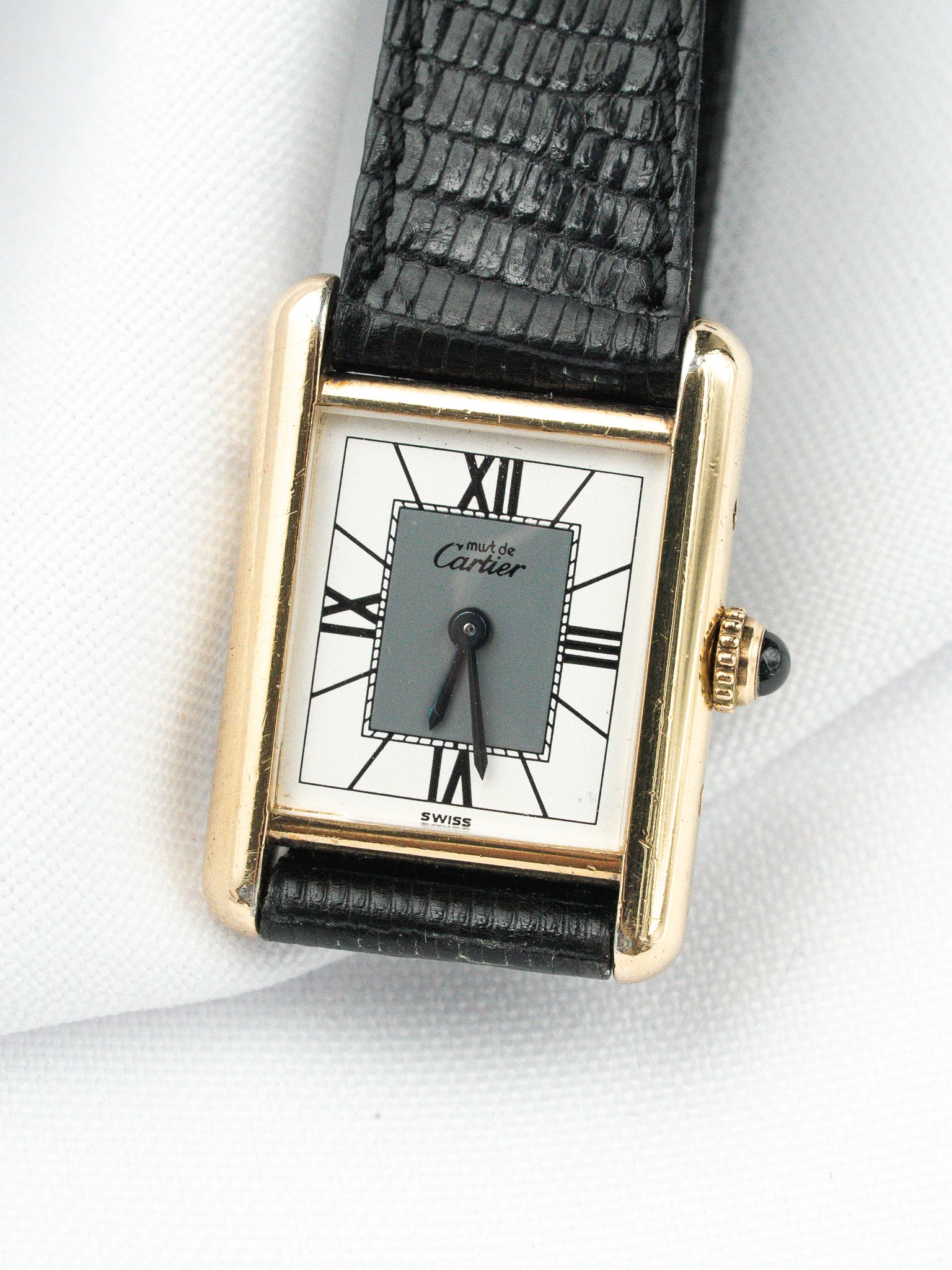 Montre Cartier Must de Cartier Tank SM - Vermeil Cadran Blanc Gris (Vintage 1990) - Atelier Victor