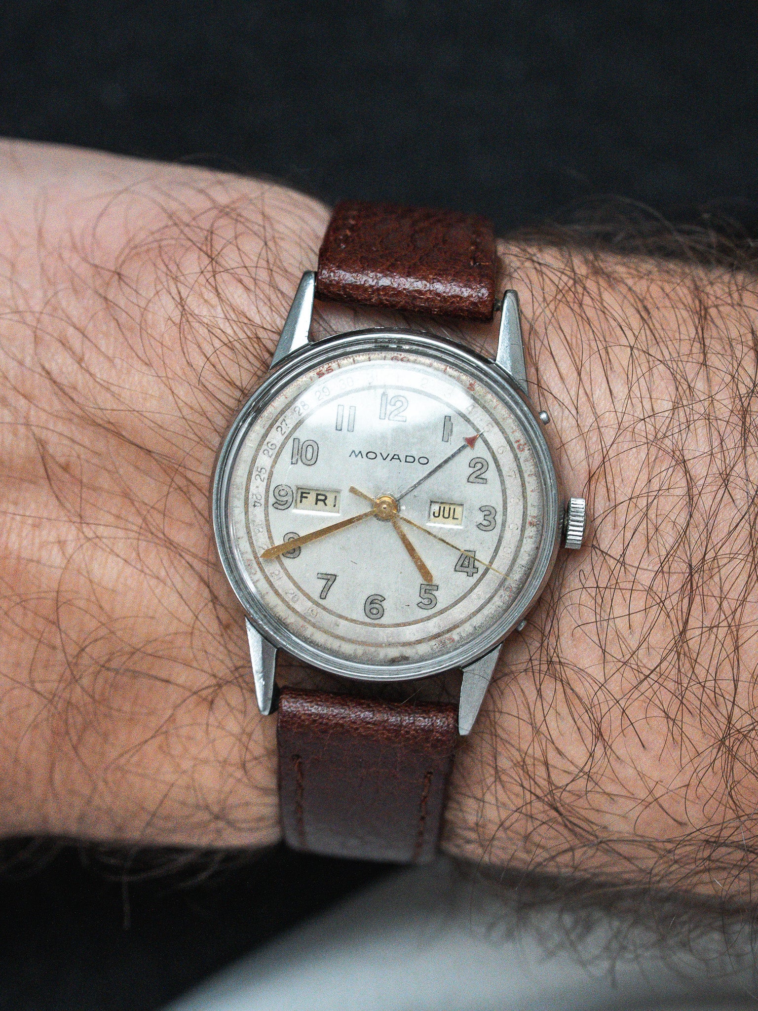 Movado - Triple Calendar Anglais Acier - 1940s - Atelier Victor