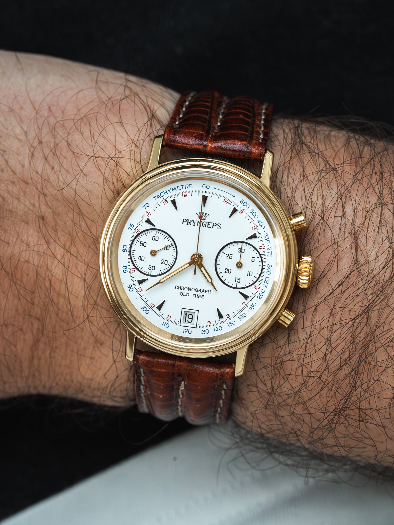 Pryngeps Vintage Chronograph Watch - 37mm Gold-Plated (1980s)