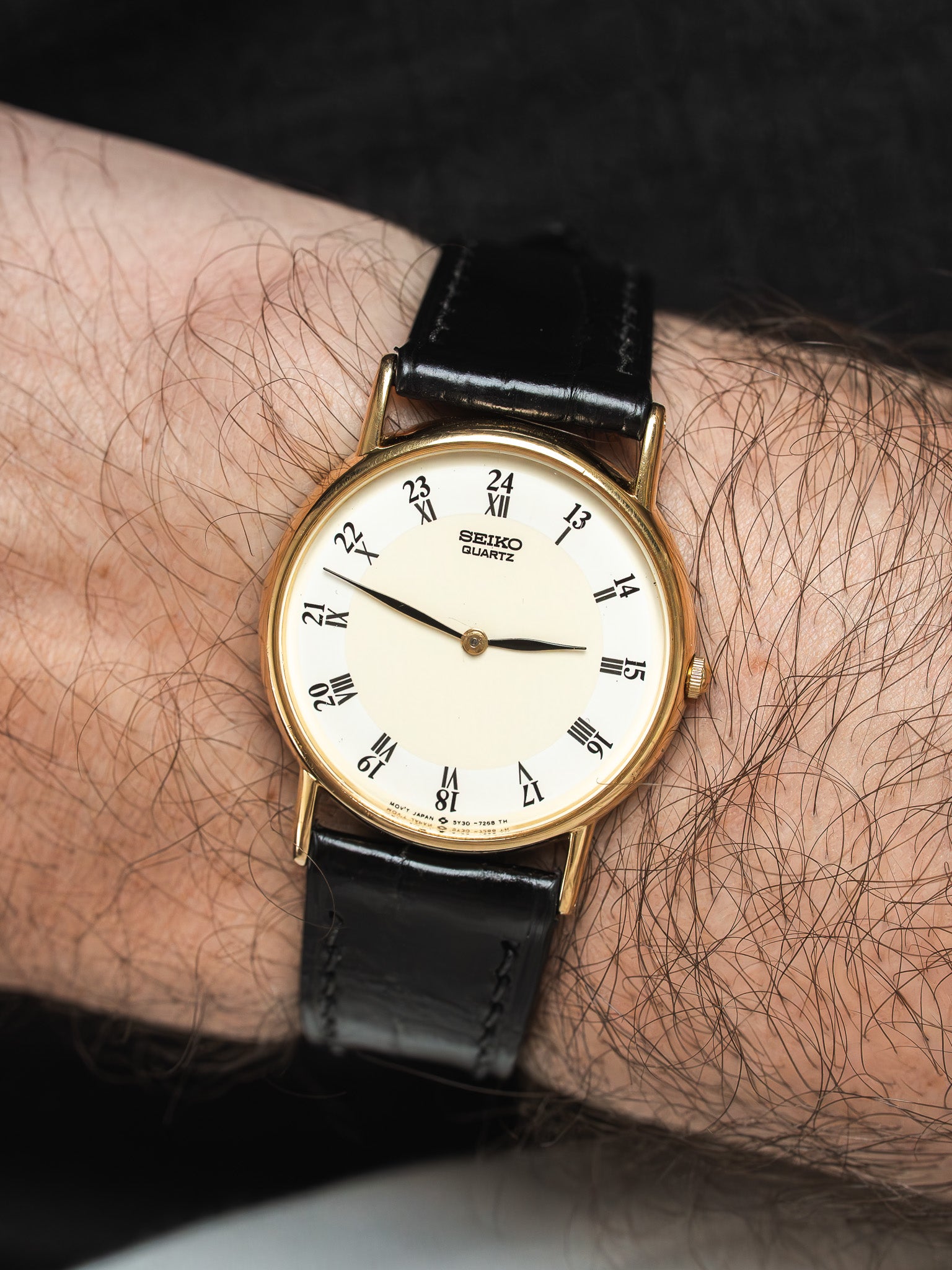 Vintage Watch Seiko 5Y30-7000 Gold-Plated — Bi-Tone 24h Ultra-Thin Dial (1990)