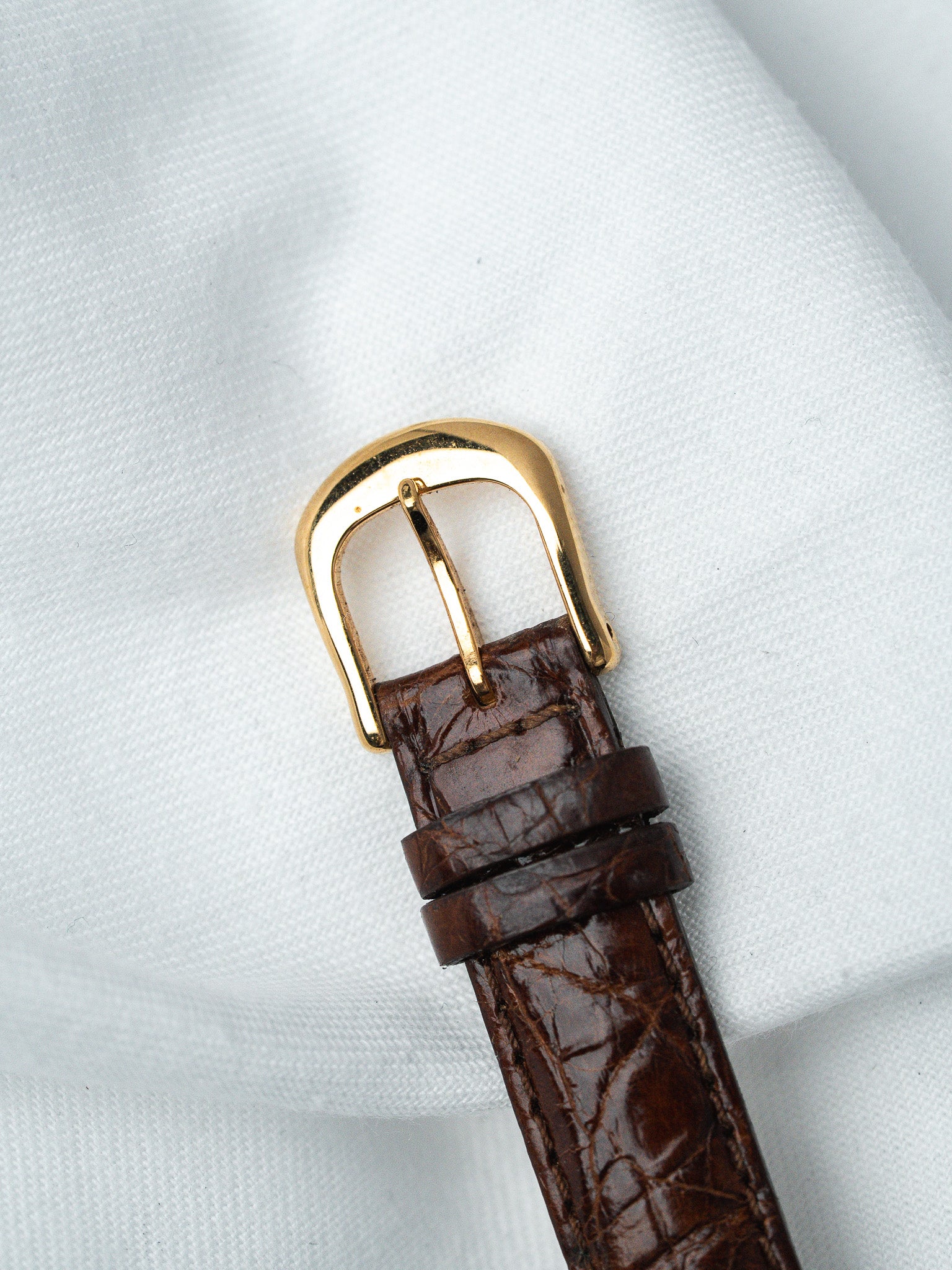 Orologio Seiko Baignoire placcato oro — quadrante marrone con cifre arabe (2001)