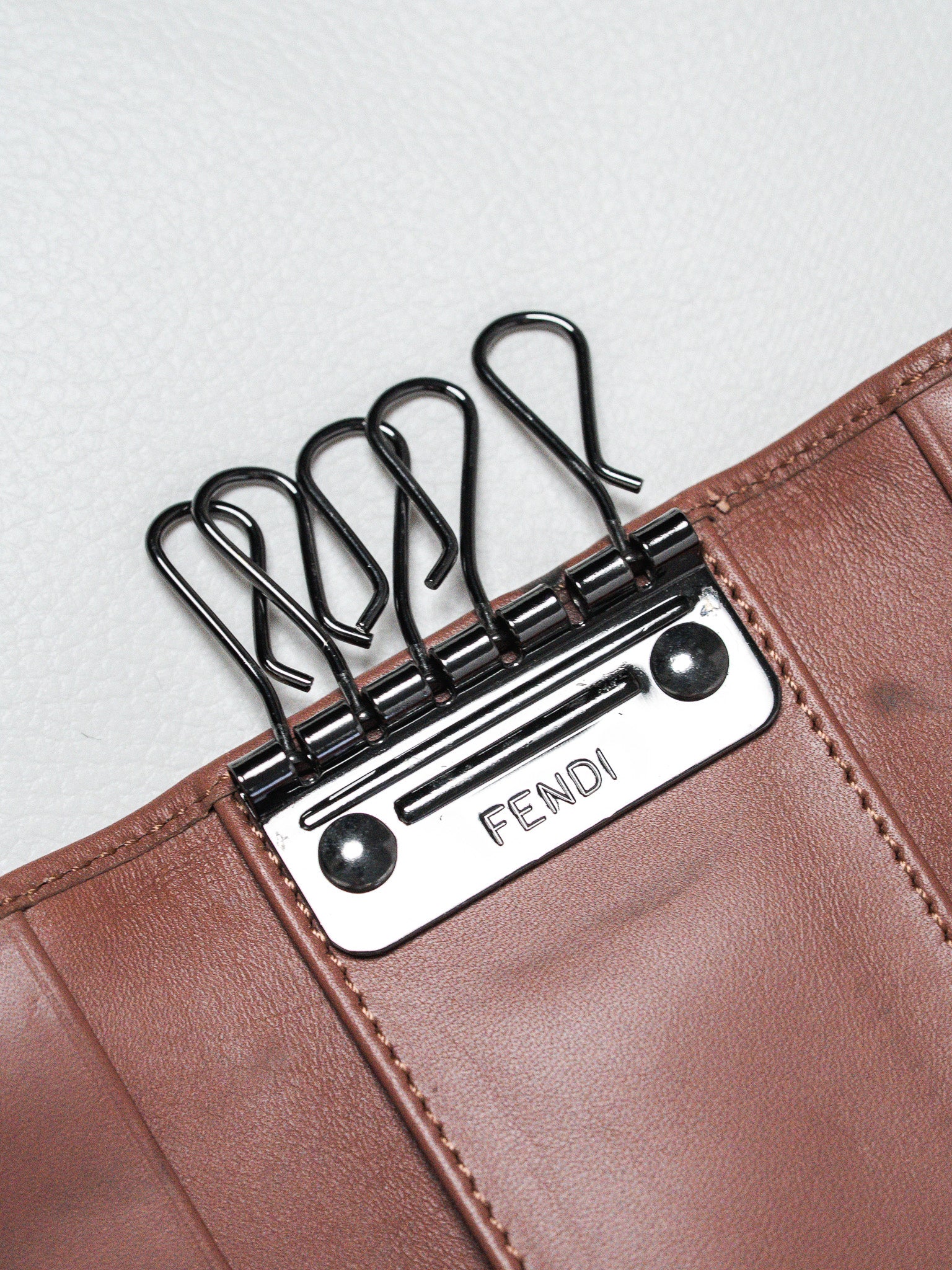 Porte-Clés Fendi Vintage — Toile Zucca Monogram FF & Cuir