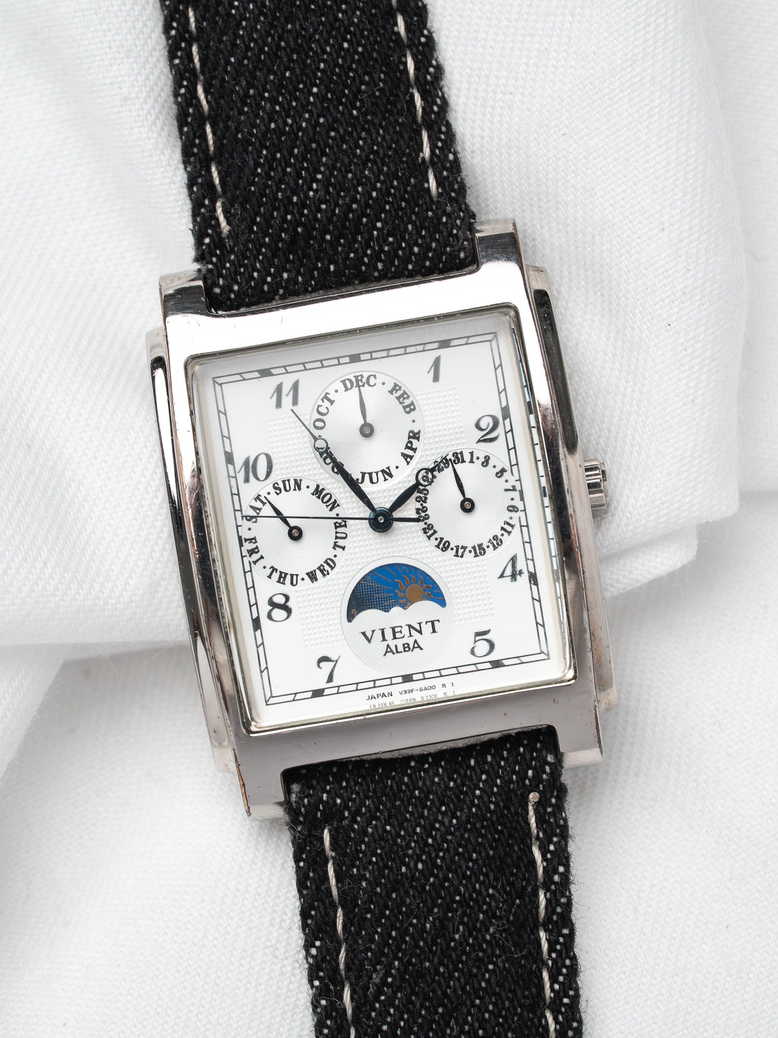 Orologio Alba Vient (Seiko) — Triplo Calendario Fase Lunare Acciaio (1995)