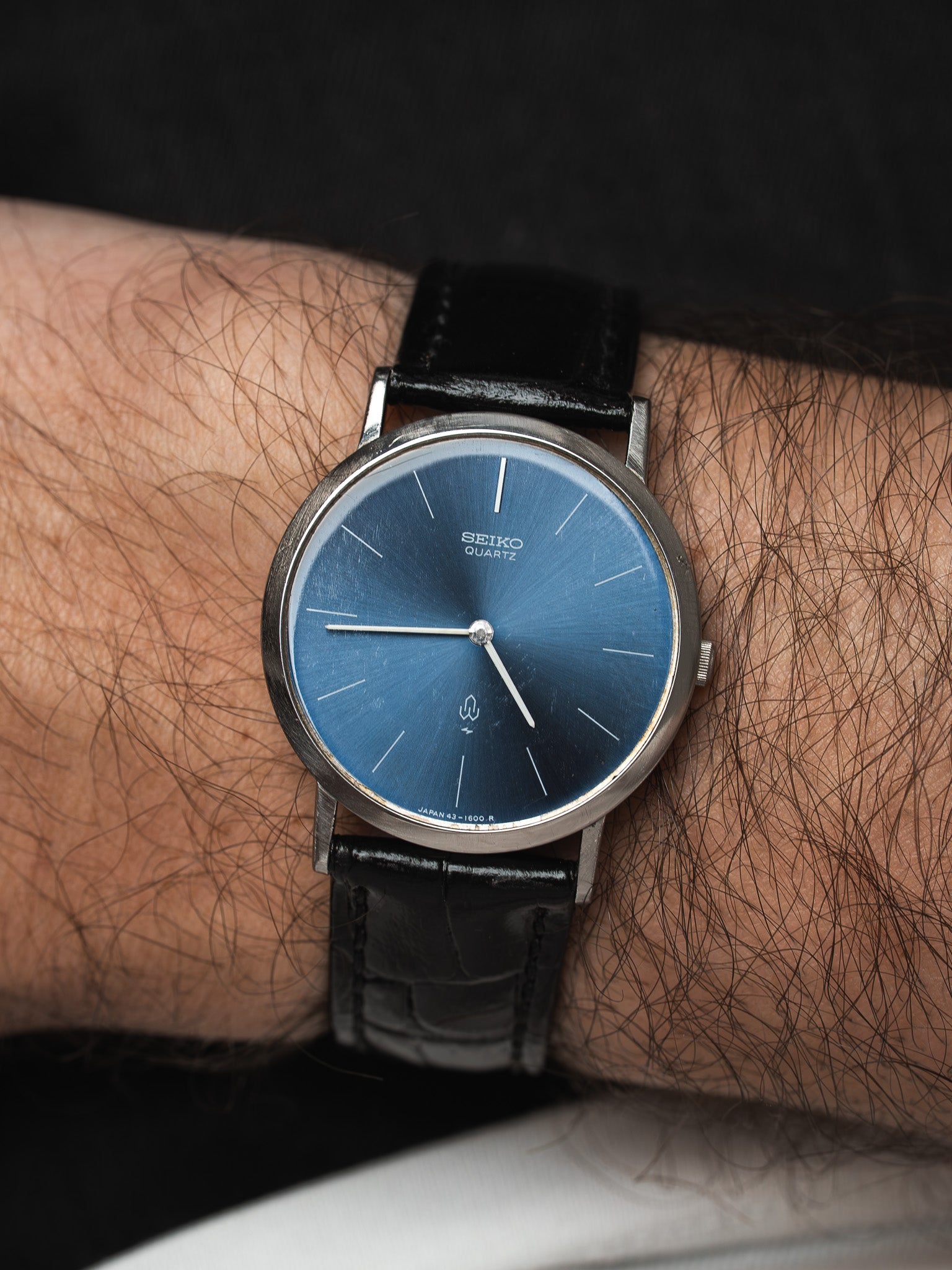 Montre Seiko SQ Vintage Acier — Cadran Bleu Soleillé (1979)