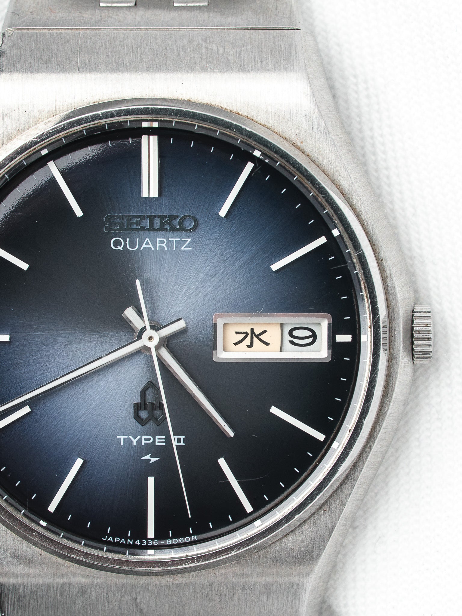 ساعة Seiko Type II فينتاج - علبة من الفولاذ — قرص أزرق متدرج (1977)