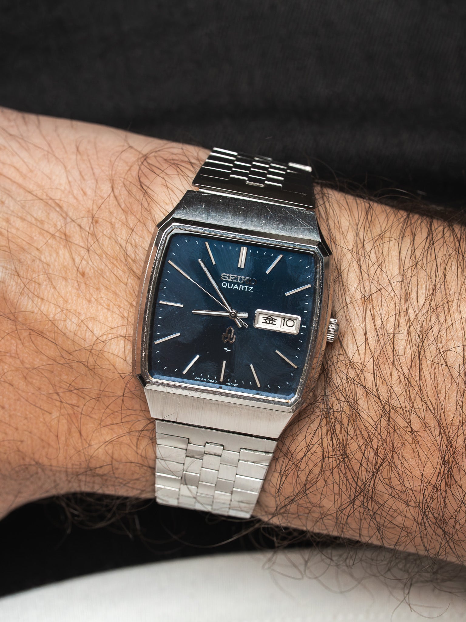 Montre Seiko Type II Vintage Acier — TV Cadran Bleu (1970s)