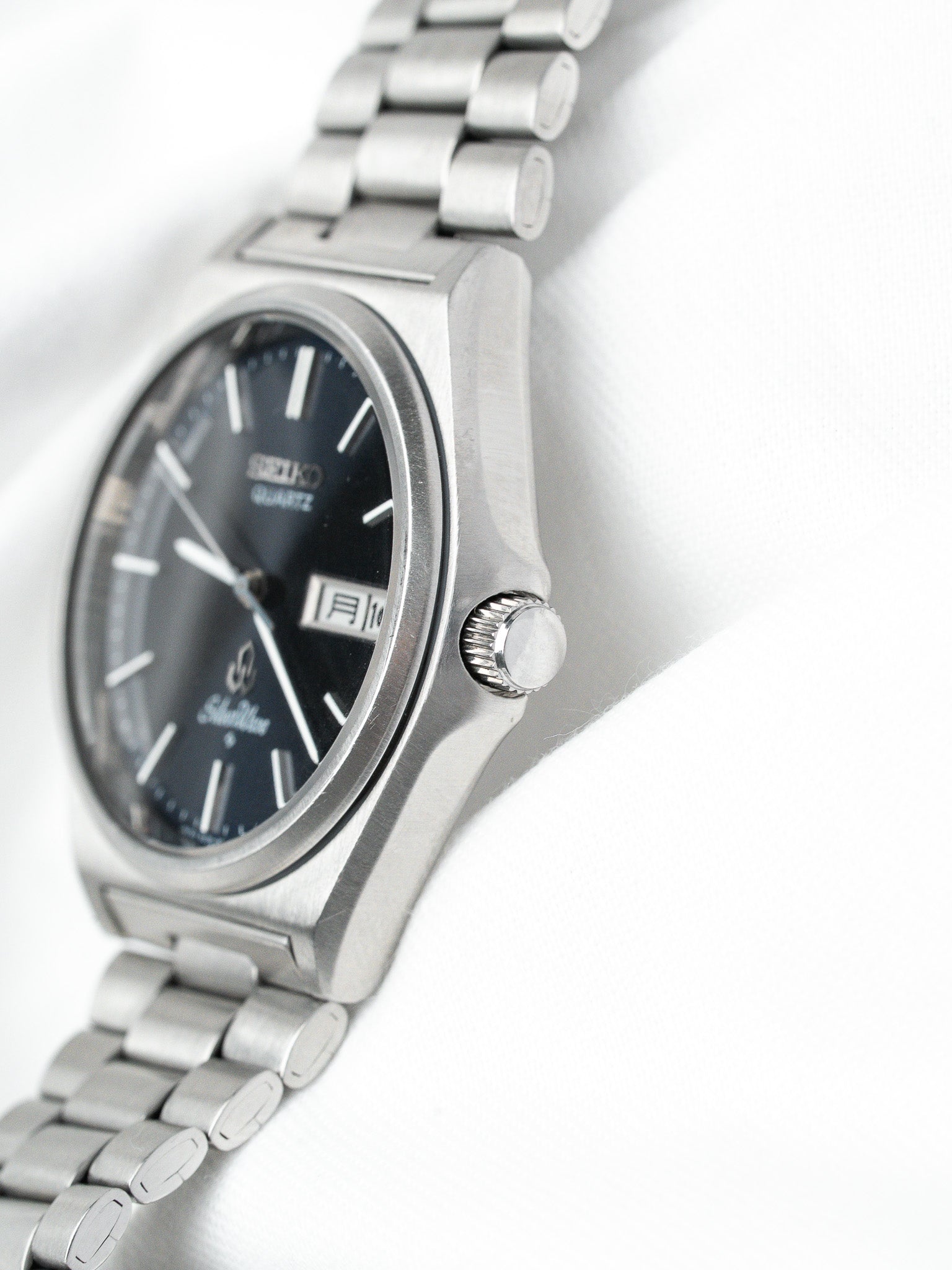 Orologio Seiko SilverWave Quartz — Quadrante blu Day-Date (1981)