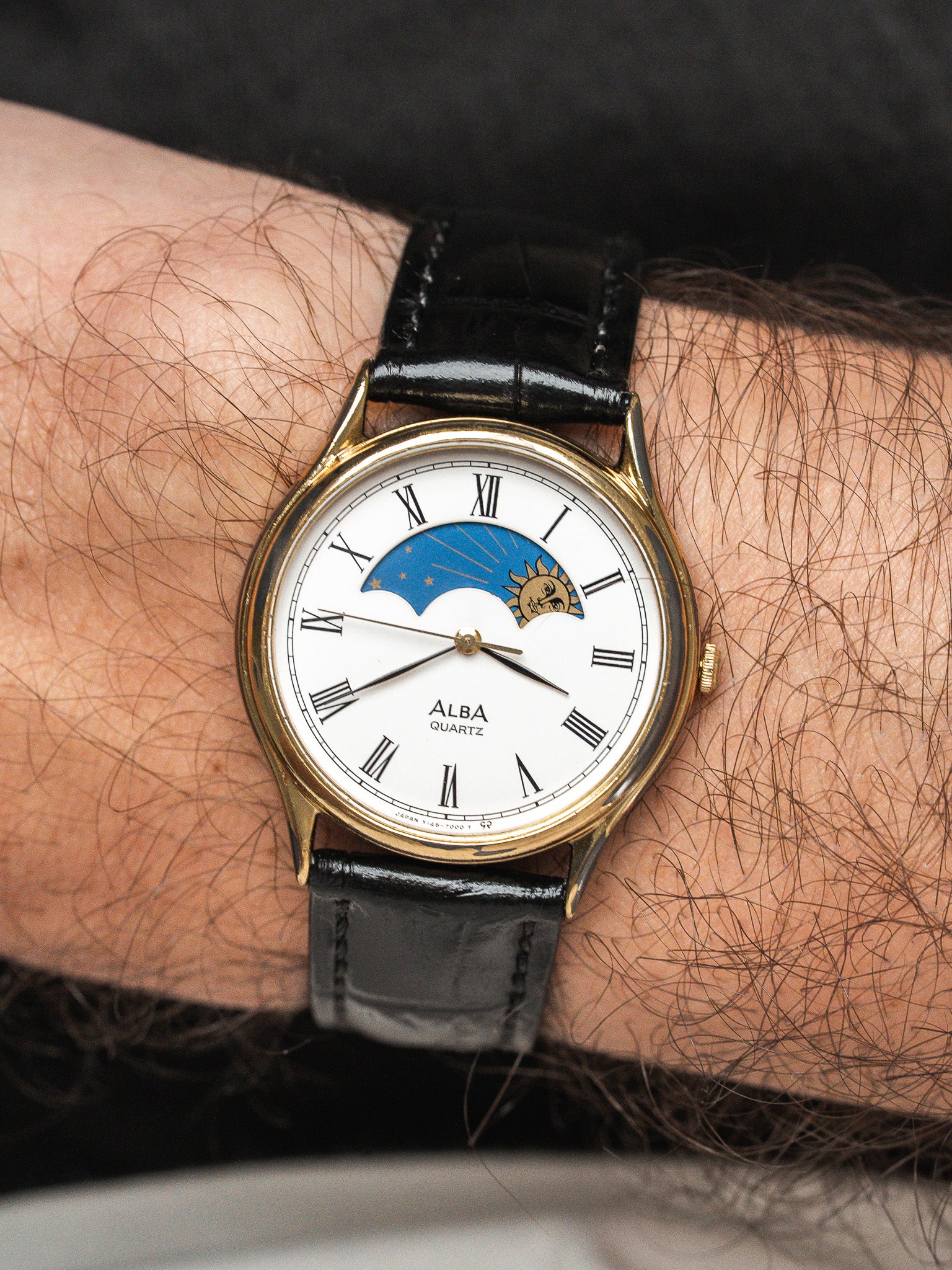 Montre Alba Seiko Jour-Nuit Plaqué Or — Cadran Blanc (1994)