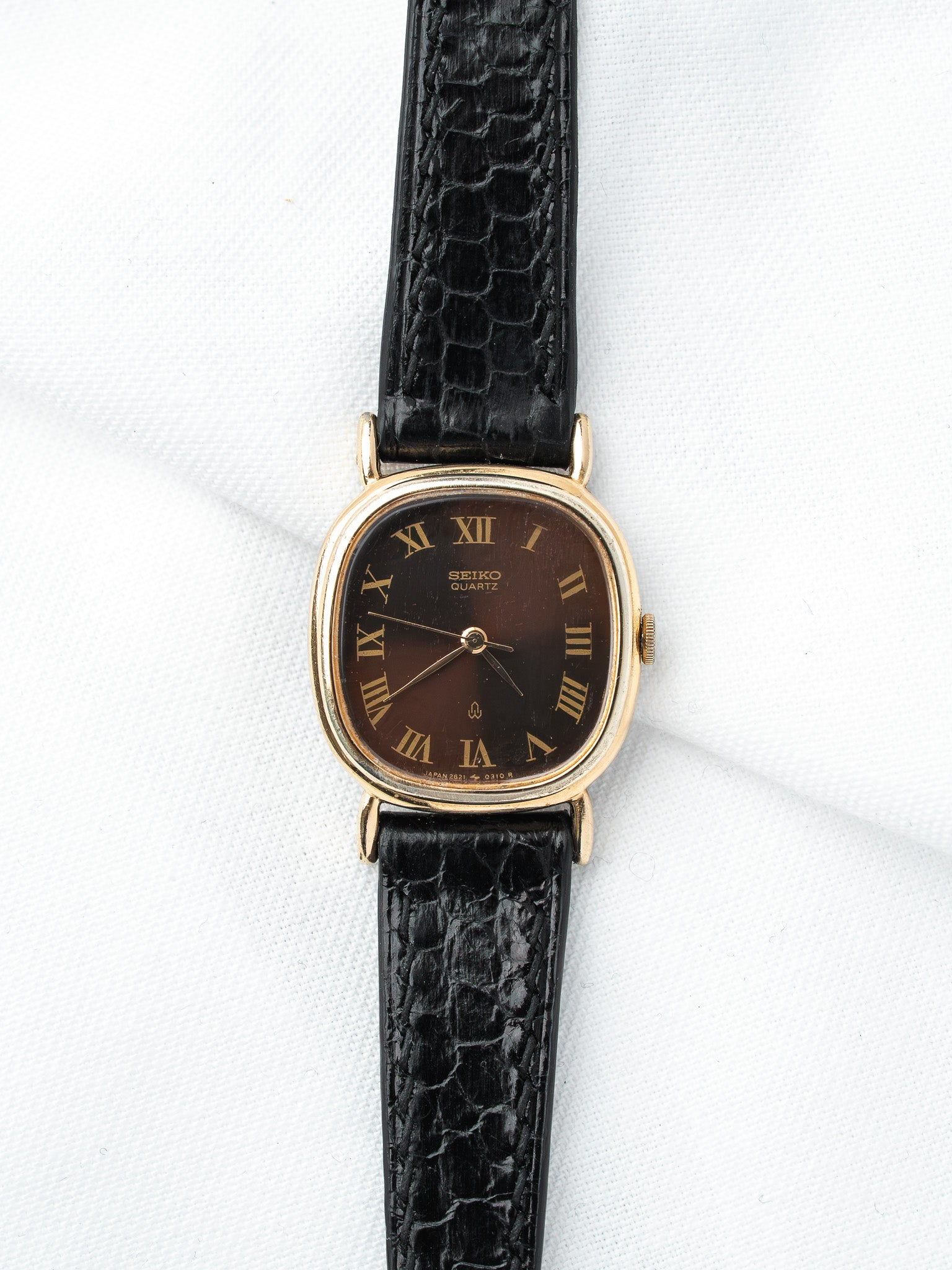 Montre Seiko Coussin Or 23mm — Cadran Marron Fumé (1979)