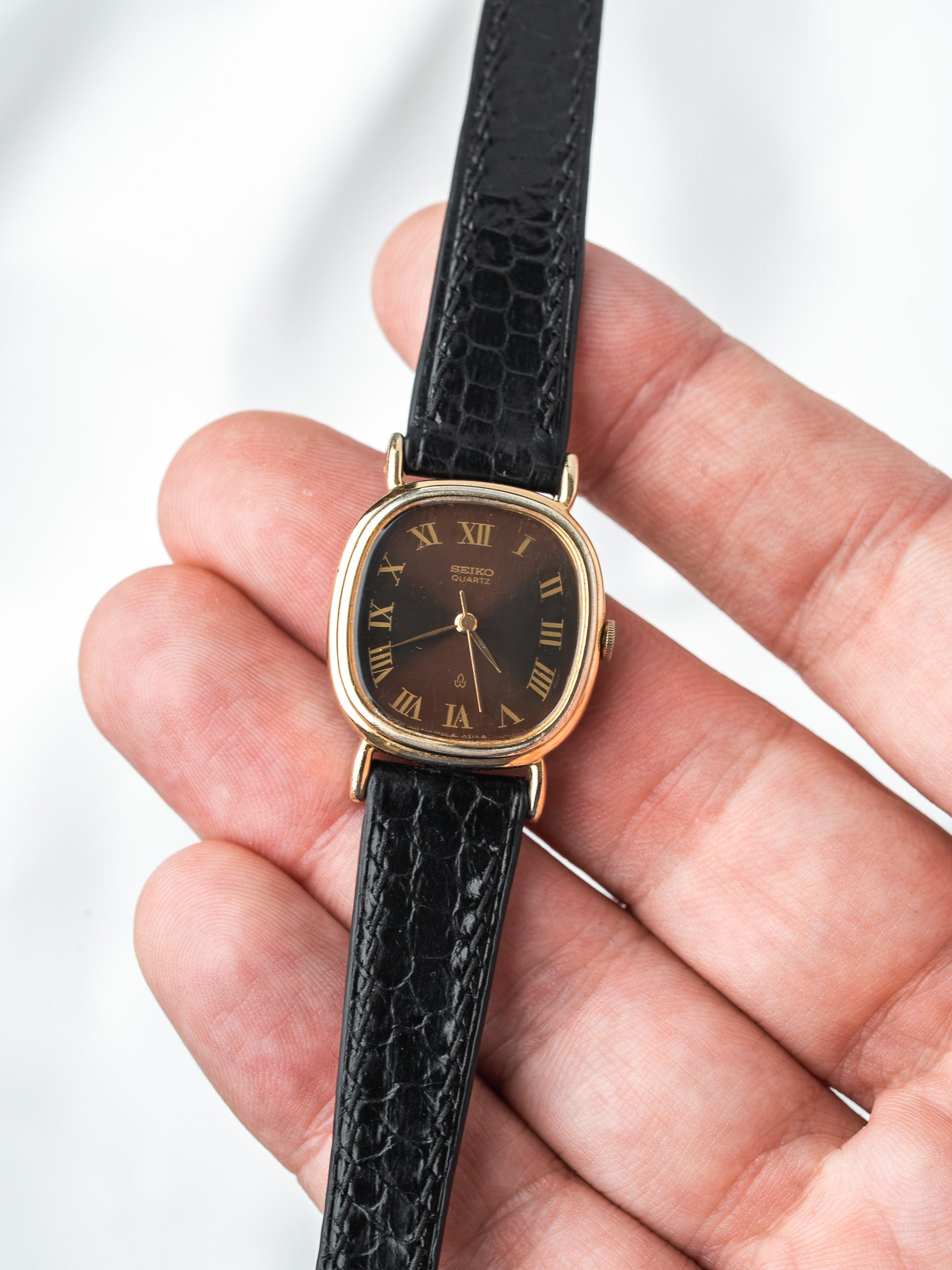 Montre Seiko Coussin Or 23mm — Cadran Marron Fumé (1979)