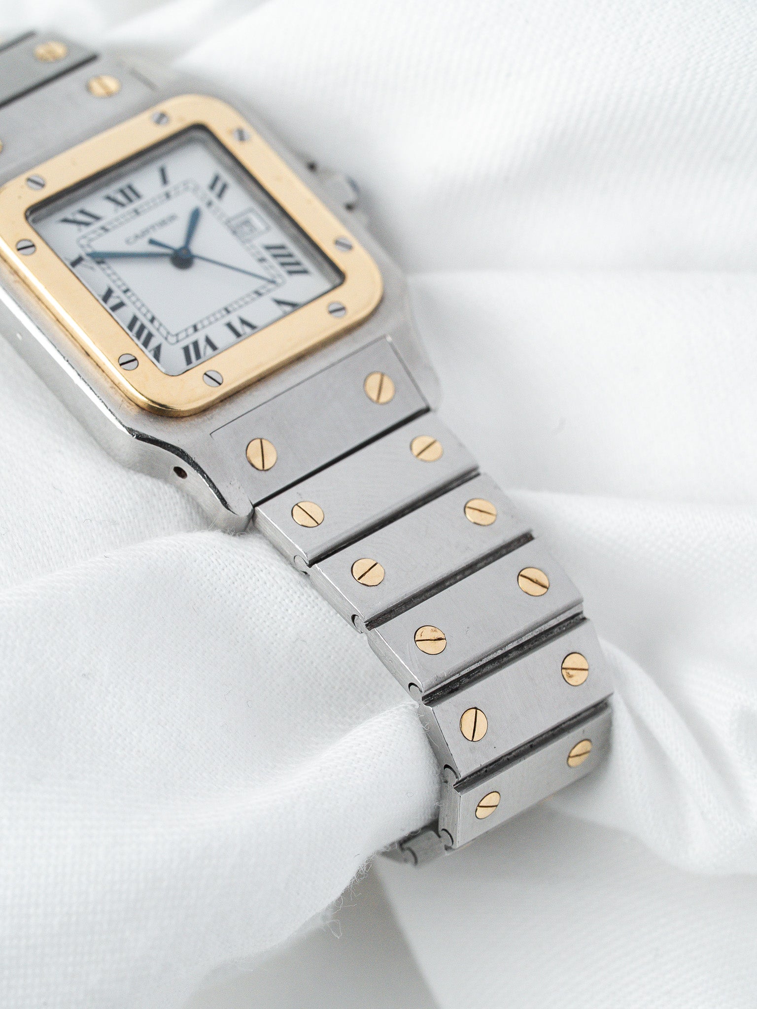 ساعة Cartier Santos فينتاج 2961 من الذهب الأصفر والصلب (ثمانينيات القرن العشرين)