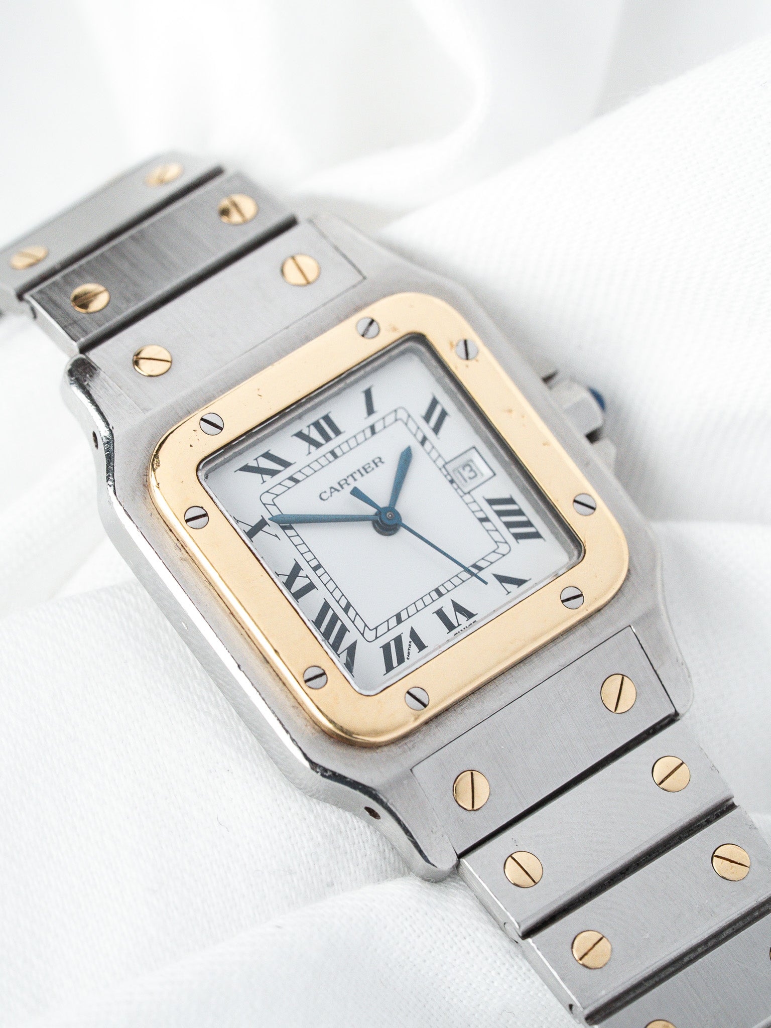 ساعة Cartier Santos فينتاج 2961 من الذهب الأصفر والصلب (ثمانينيات القرن العشرين)