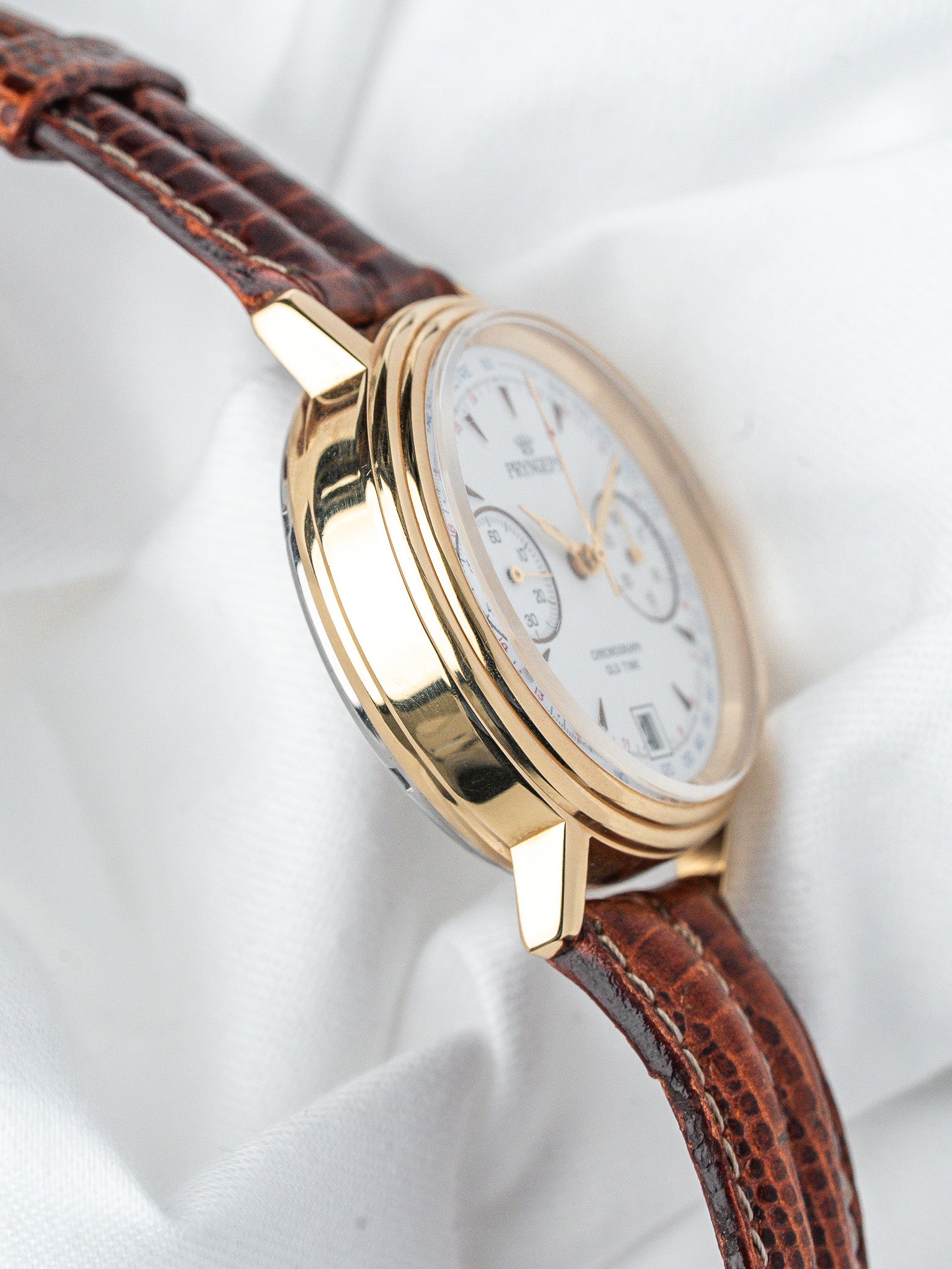 ساعة Pryngeps Chronographe فينتاج - 37 مم مطلية بالذهب (السنوات 1980)