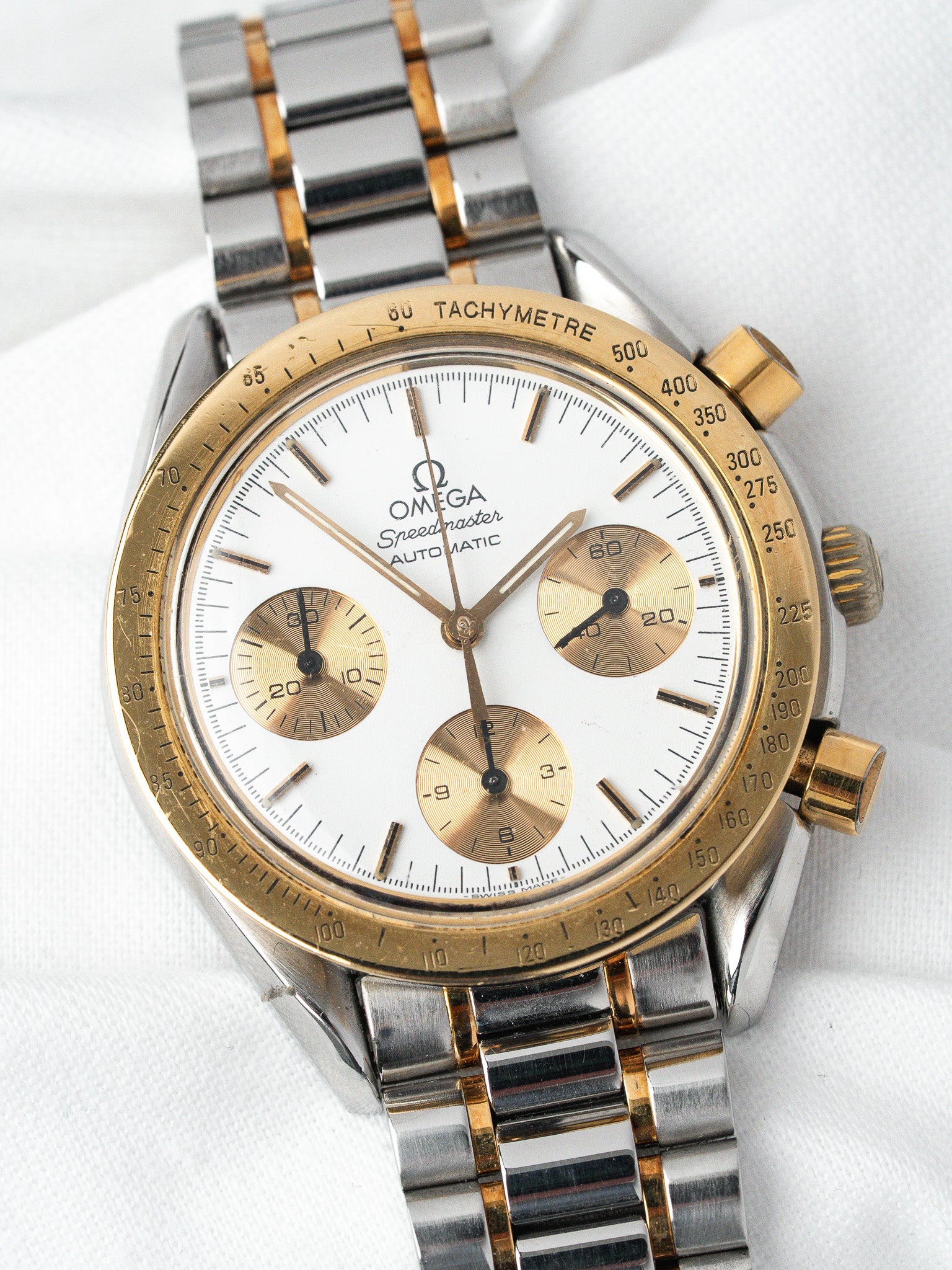 Orologio Omega Speedmaster Ridotto 175.0033 - Oro Acciaio Cassa Acciaio Quadrante bianco (1989)