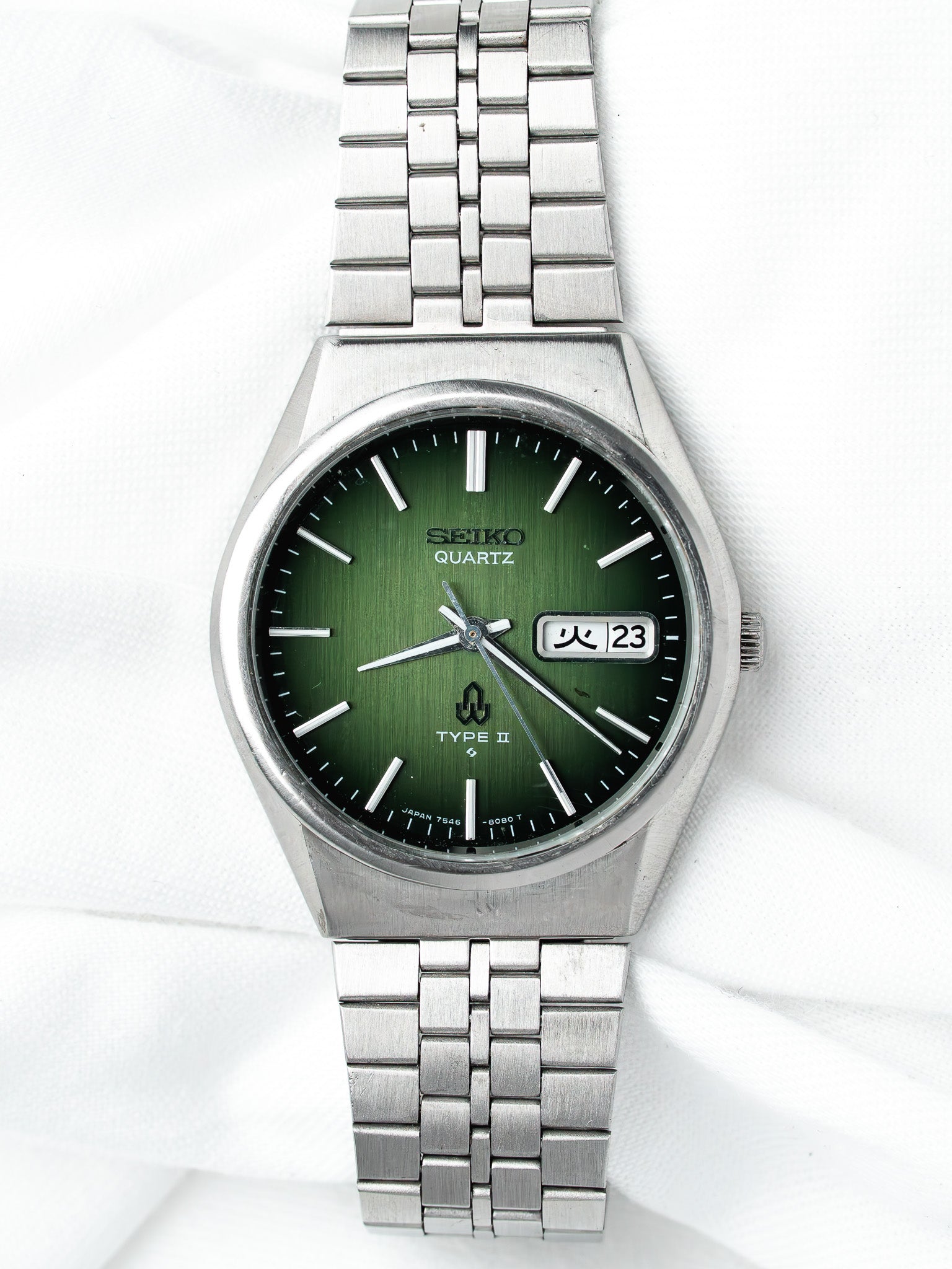Reloj Seiko Type II 7546 Acero — Esfera Verde (1977)