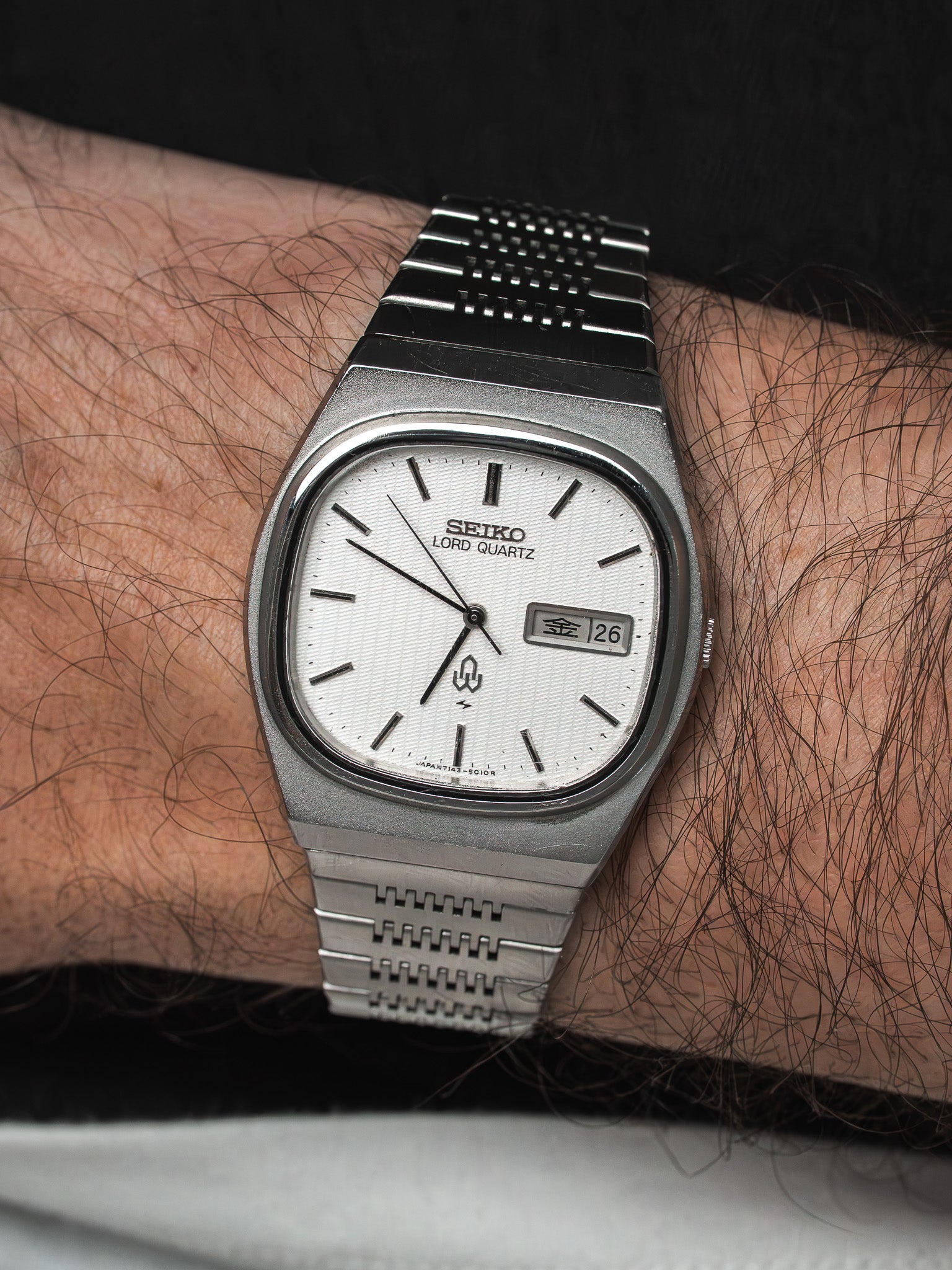 Montre Seiko Lord Quartz 7143 Acier — Cadran Tapissé (1979)