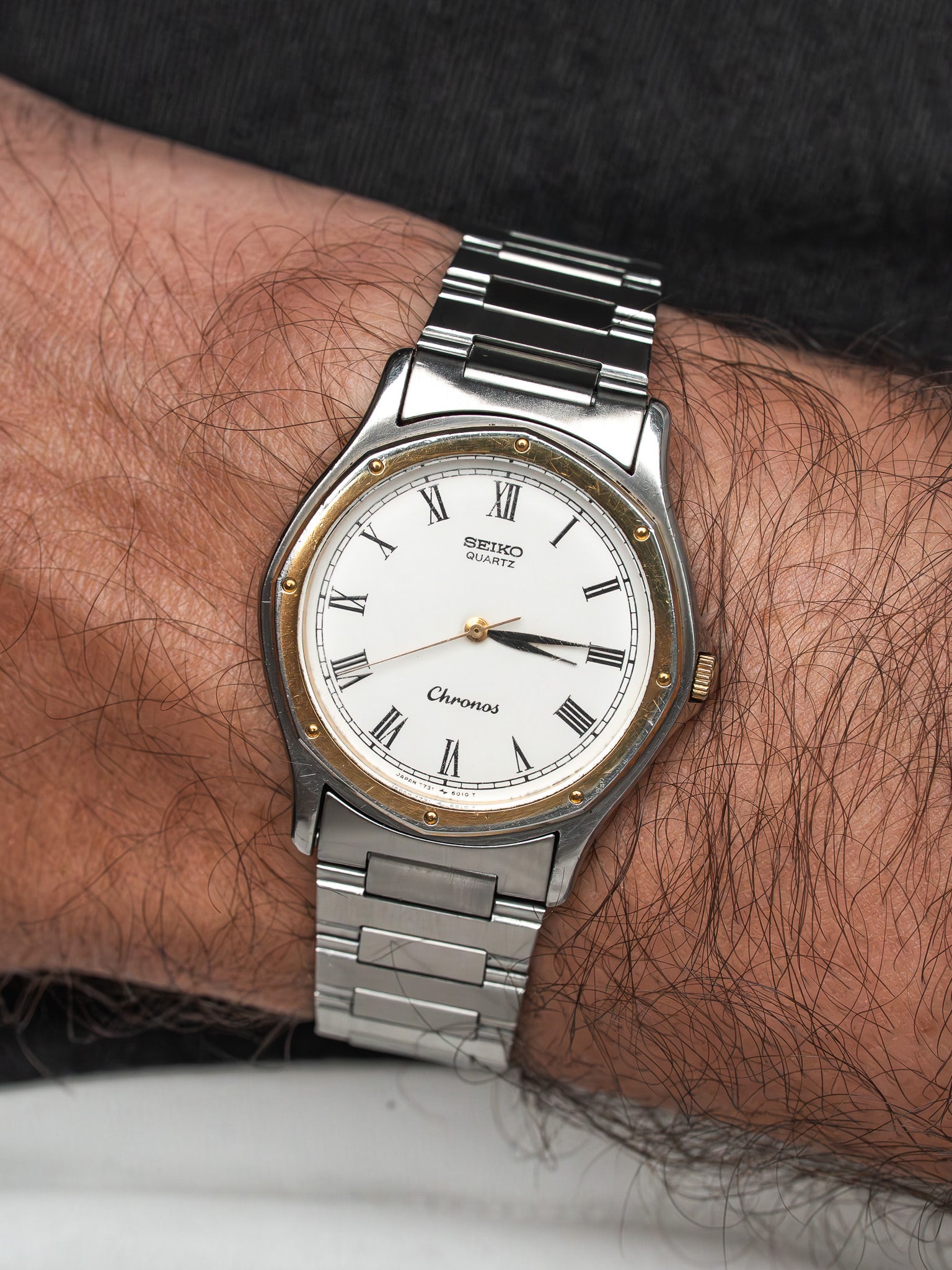 Montre Seiko Chronos 7731-6010 Acier — Cadran Blanc (1986)