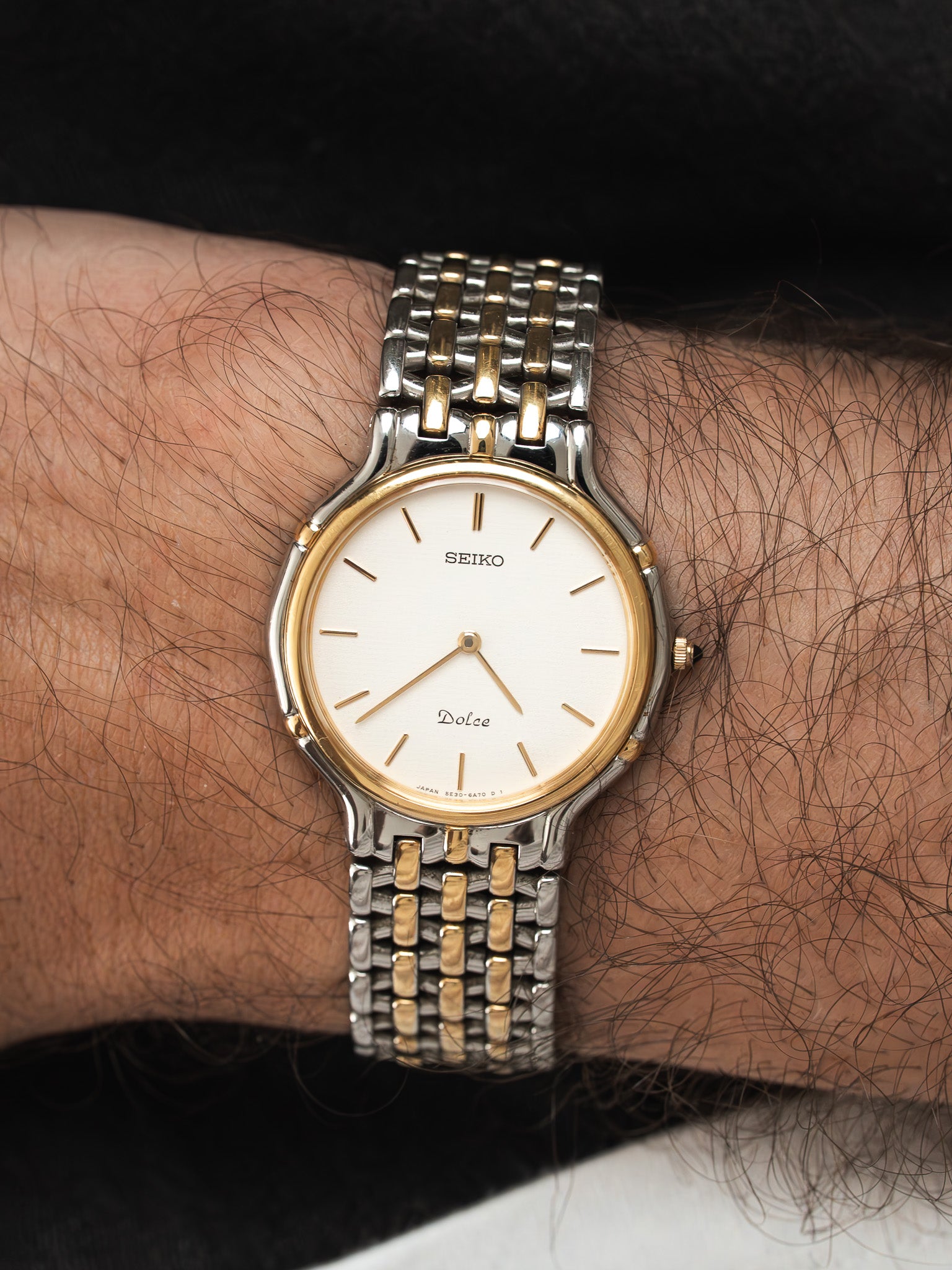 Montre Seiko Dolce 5E30-6A00 Bicolore — Cadran Quadrillé (1990)