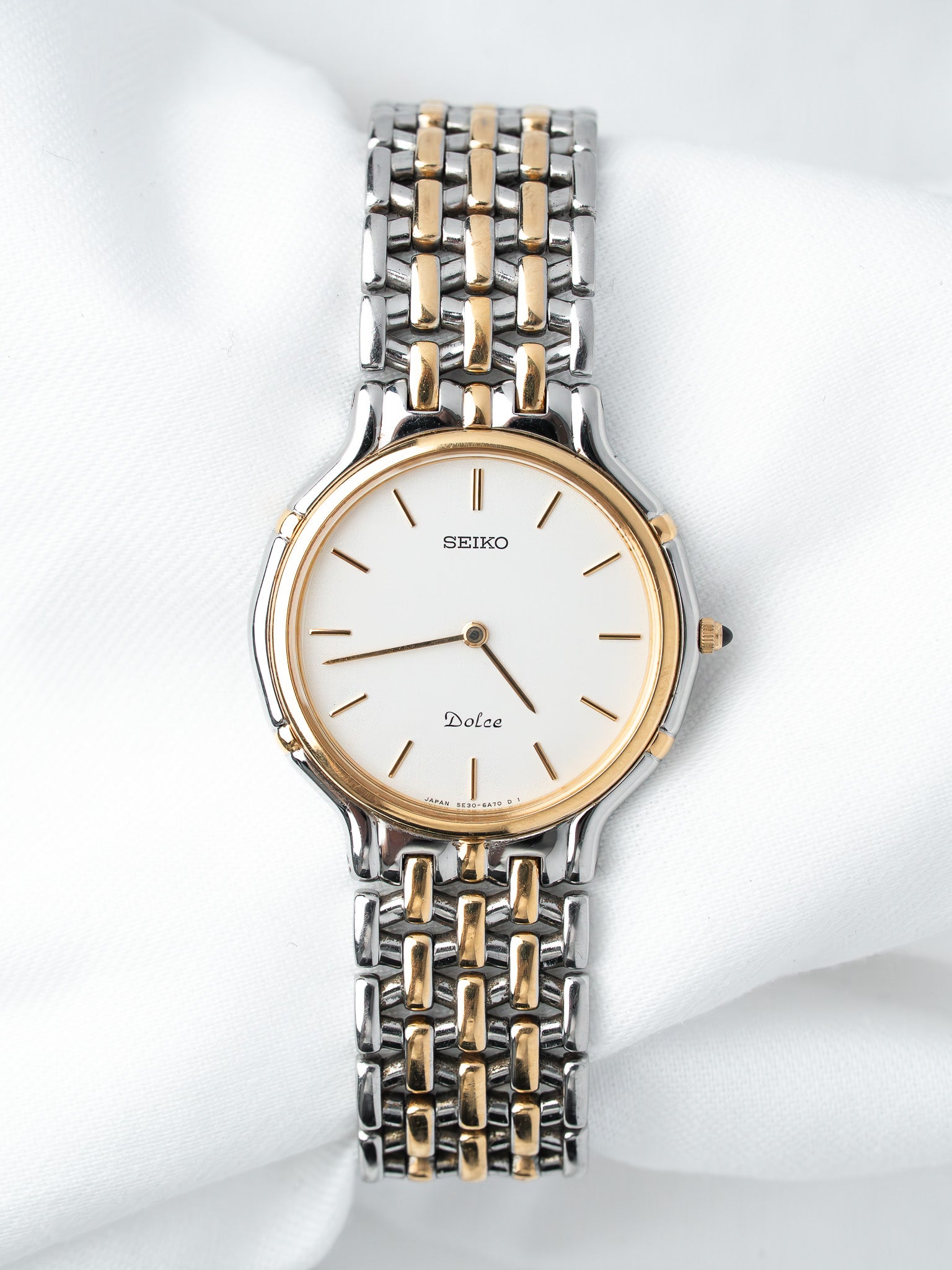 Montre Seiko Dolce 5E30-6A00 Bicolore — Cadran Quadrillé (1990)