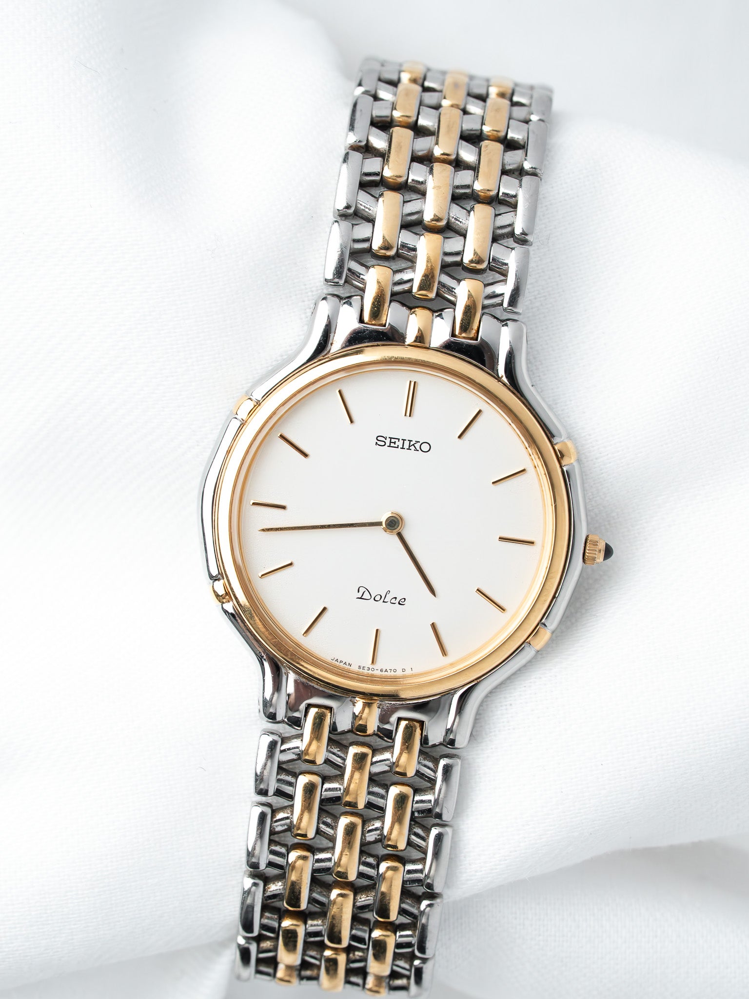 Montre Seiko Dolce 5E30-6A00 Bicolore — Cadran Quadrillé (1990)