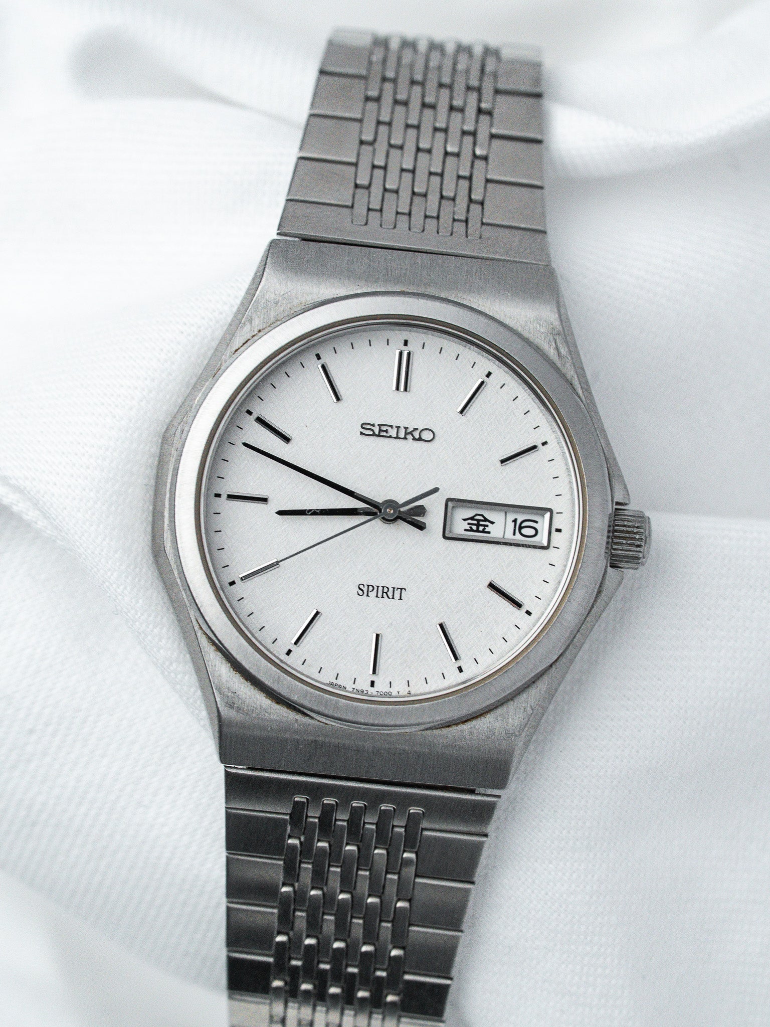 Montre Seiko Spirit 7N93-7000 Acier — Cadran Tissé (1997)