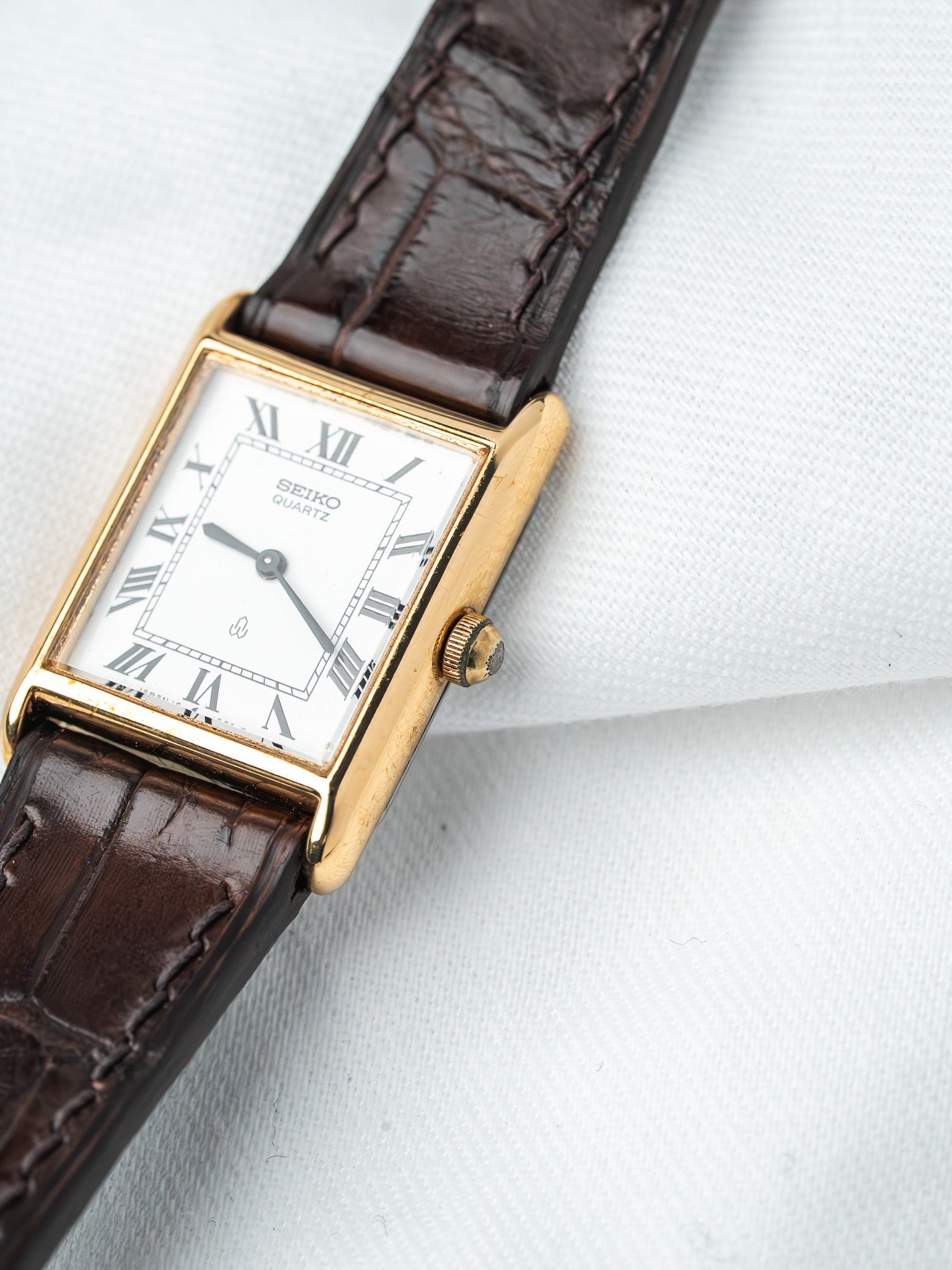 Montre Seiko 1600-6040 Plaqué Or — Cadran Romain (1988)