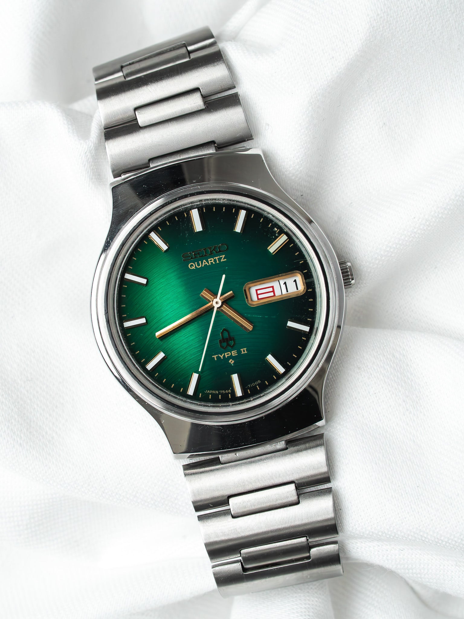 Montre Seiko Type II 7546-7090 Acier — Cadran Vert (1979)