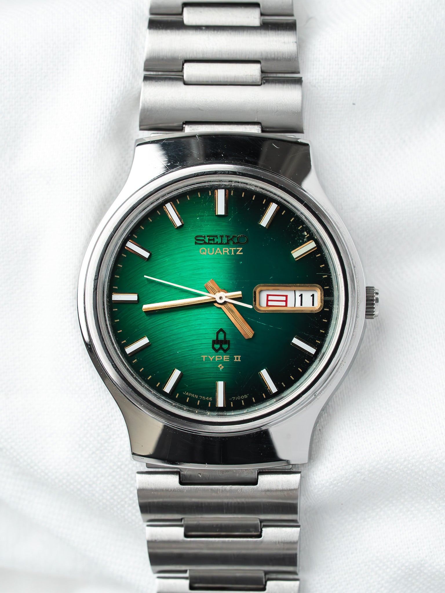 Montre Seiko Type II 7546-7090 Acier — Cadran Vert (1979)