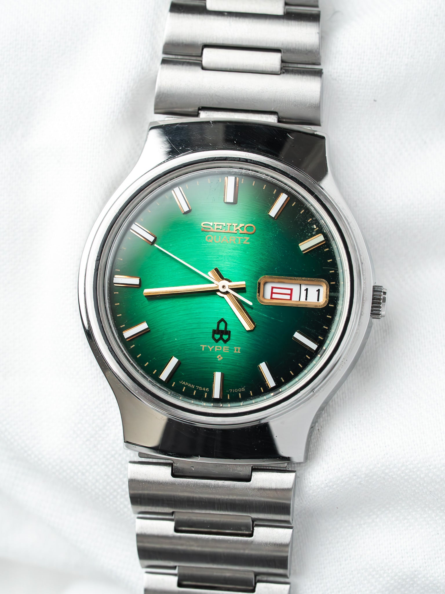 Montre Seiko Type II 7546-7090 Acier — Cadran Vert (1979)