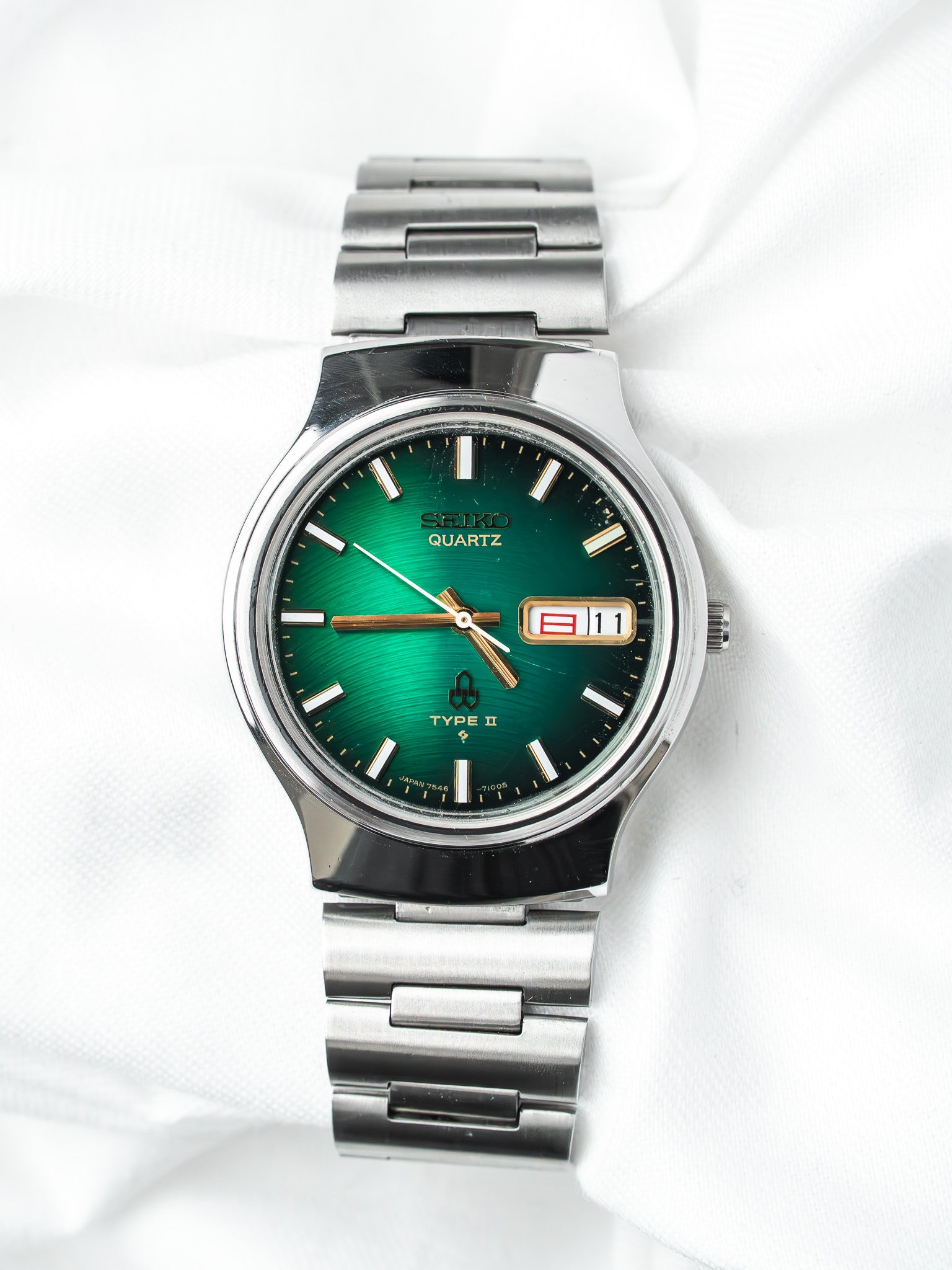 Montre Seiko Type II 7546-7090 Acier — Cadran Vert (1979)