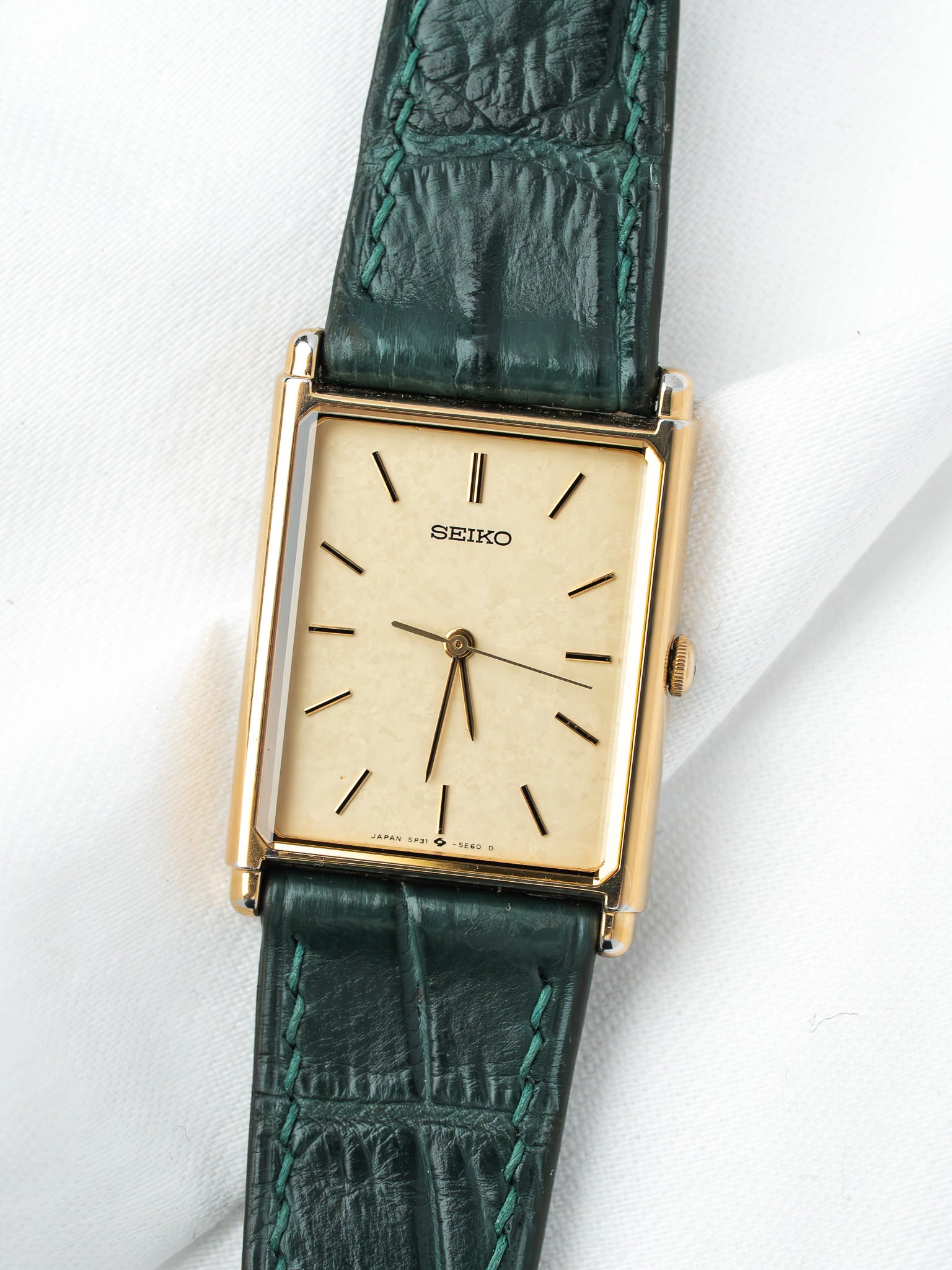 Montre Seiko Tank Plaqué Or — 5P31-5D40 (1988)