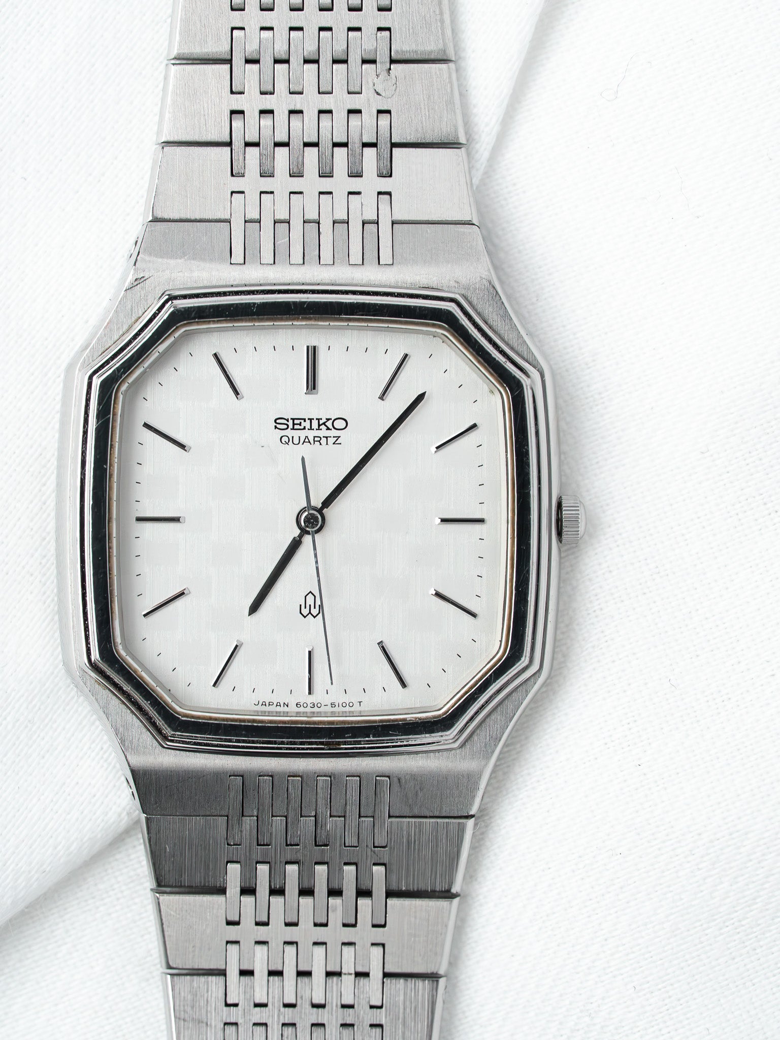 Montre Seiko 6030-5080 Acier — Coussin Cadran Damier Tissé (1980)