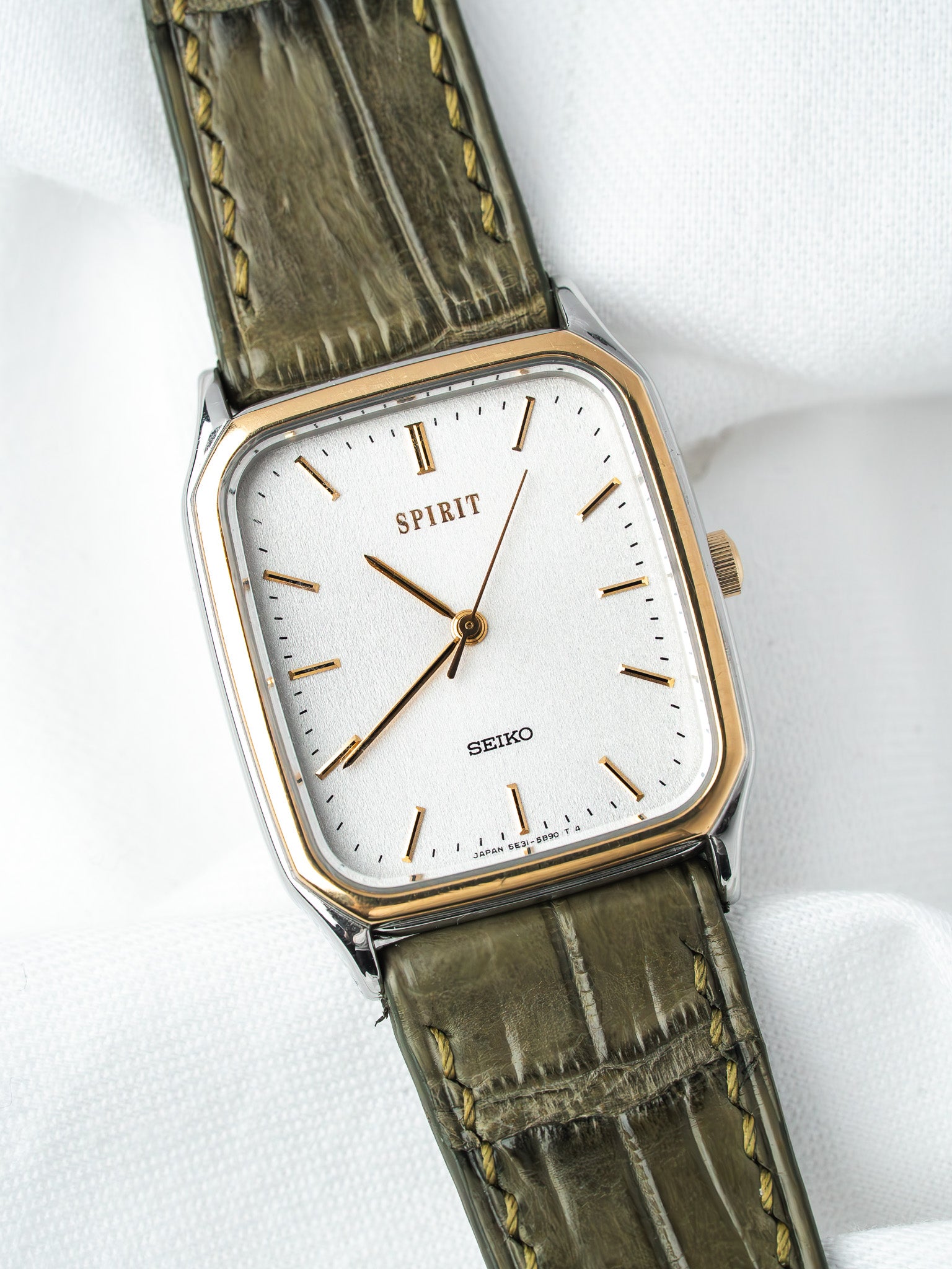 Montre Seiko Tank Spirit 5E31-5B50 Bicolore — Cadran Sablé (1994)