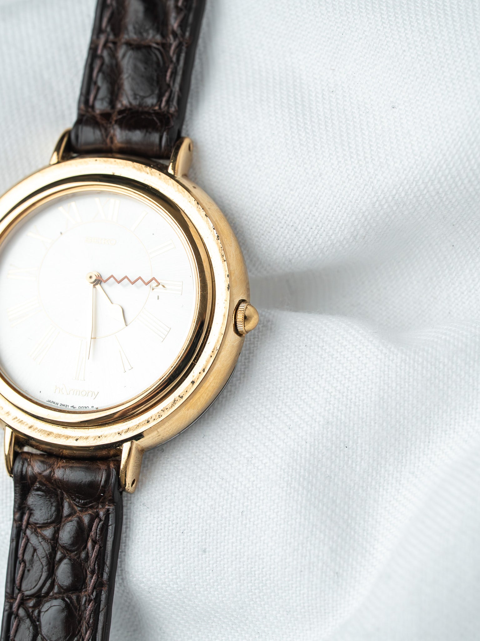 Orologio Seiko hArmony 2N21-0010 placcato oro — copertura musicale (1988)