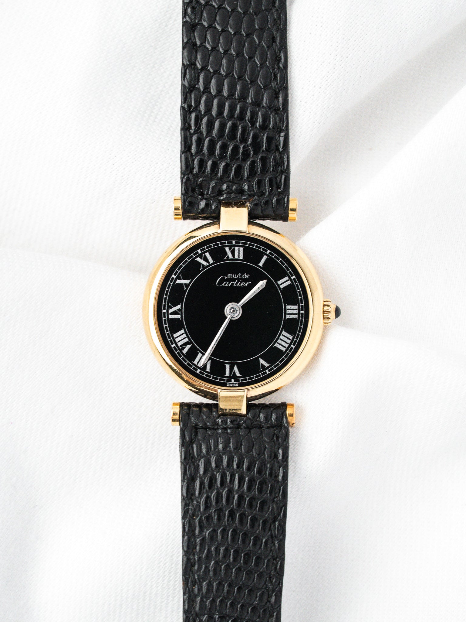 Cartier Must Watch Vendôme 590004 — Vermeil Quadrante Nero (1990s)