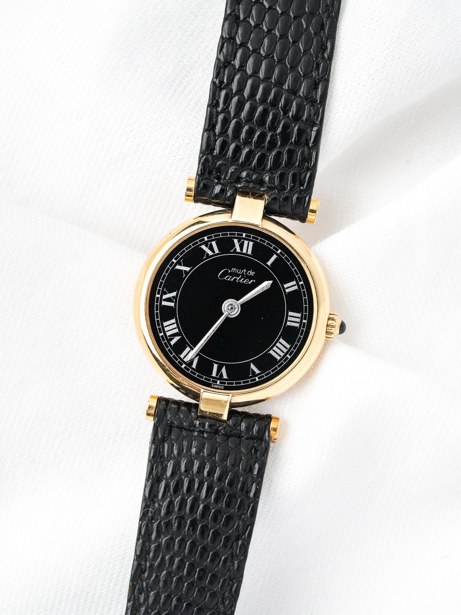 Cartier Must Watch Vendôme 590004 — Vermeil Quadrante Nero (1990s)