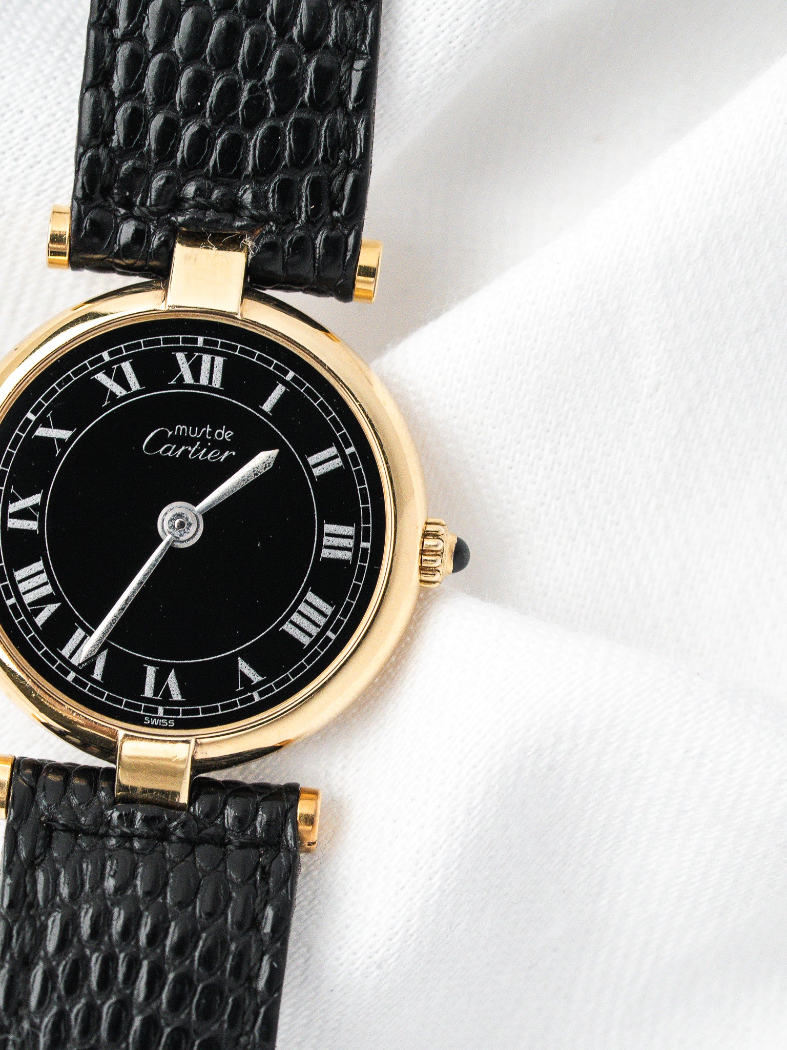 Cartier Must Watch Vendôme 590004 — Vermeil Quadrante Nero (1990s)