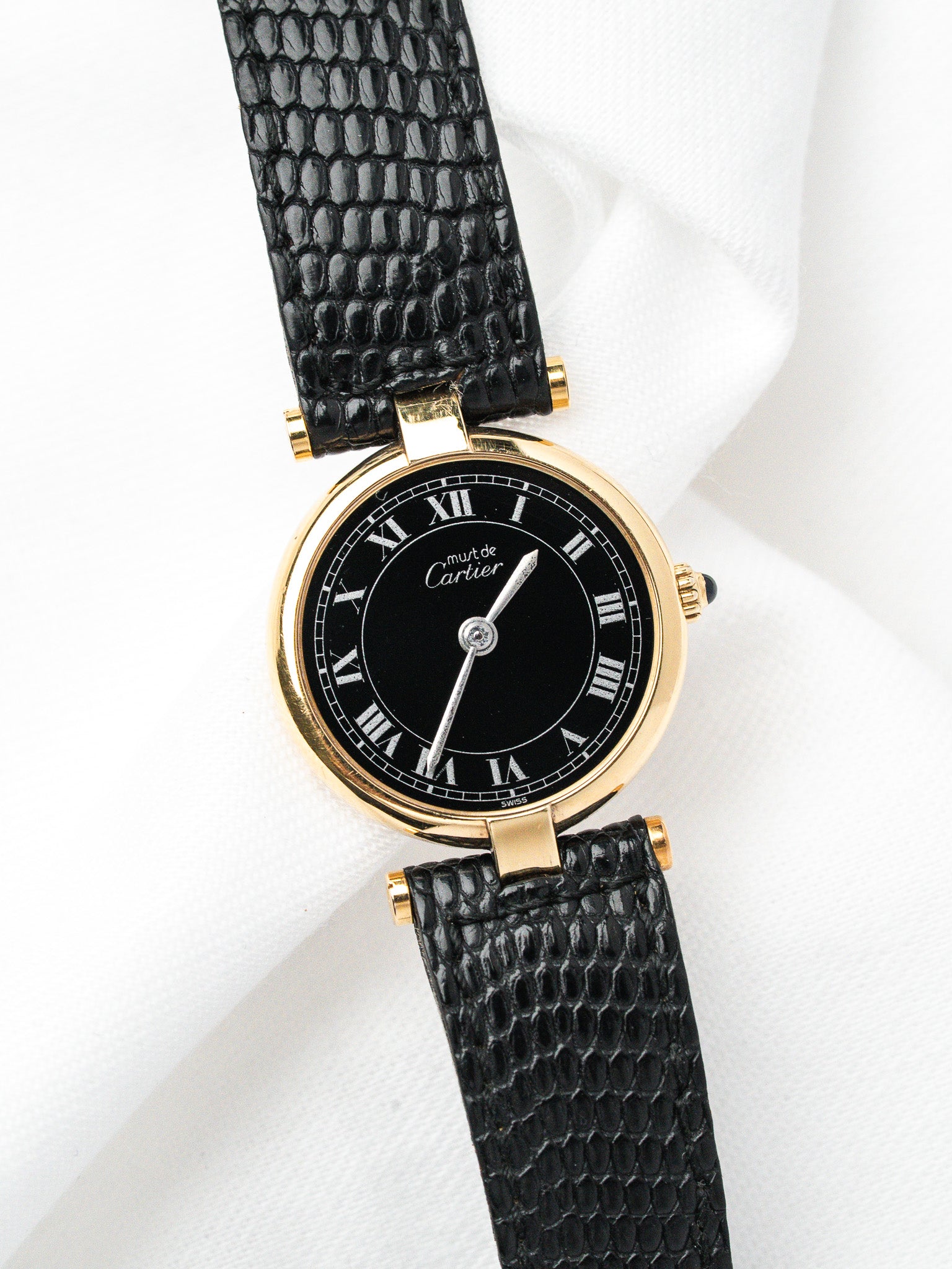 Cartier Must Watch Vendôme 590004 — Vermeil Quadrante Nero (1990s)