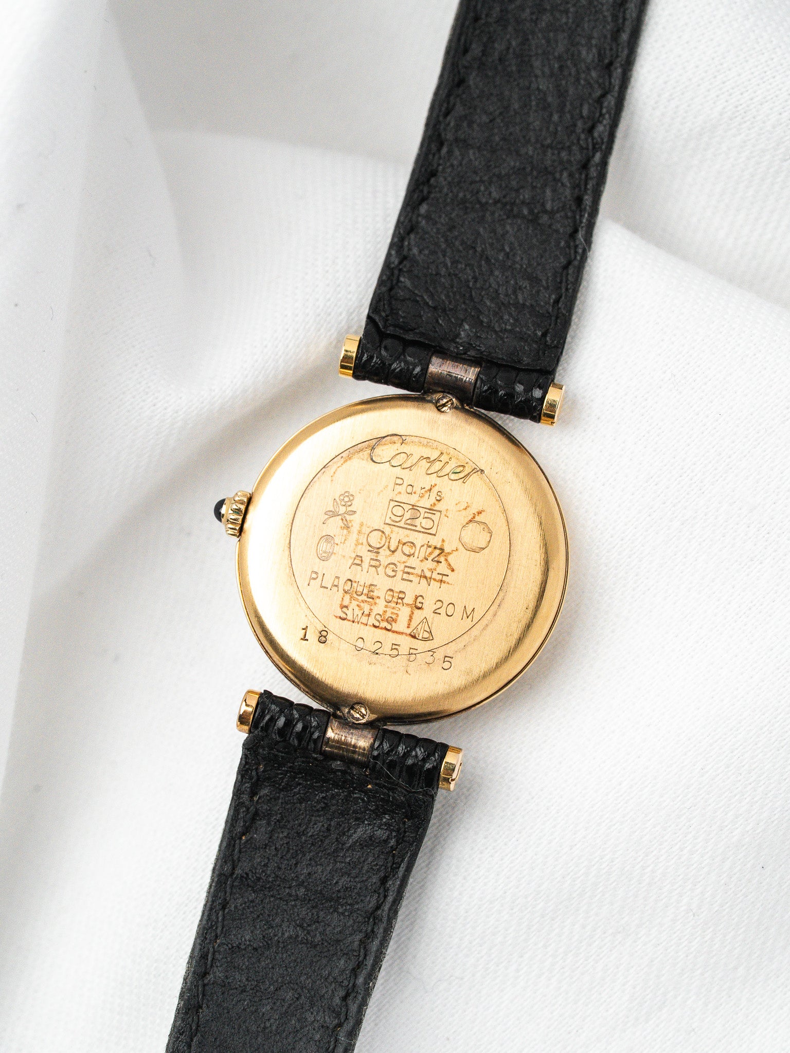 Cartier Must Watch Vendôme 590004 — Vermeil Quadrante Nero (1990s)