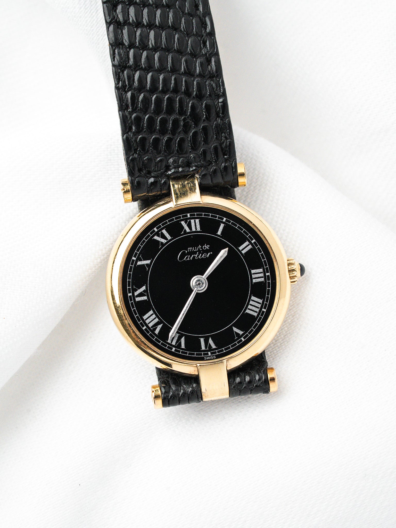 Cartier Must Watch Vendôme 590004 — Vermeil Quadrante Nero (1990s)
