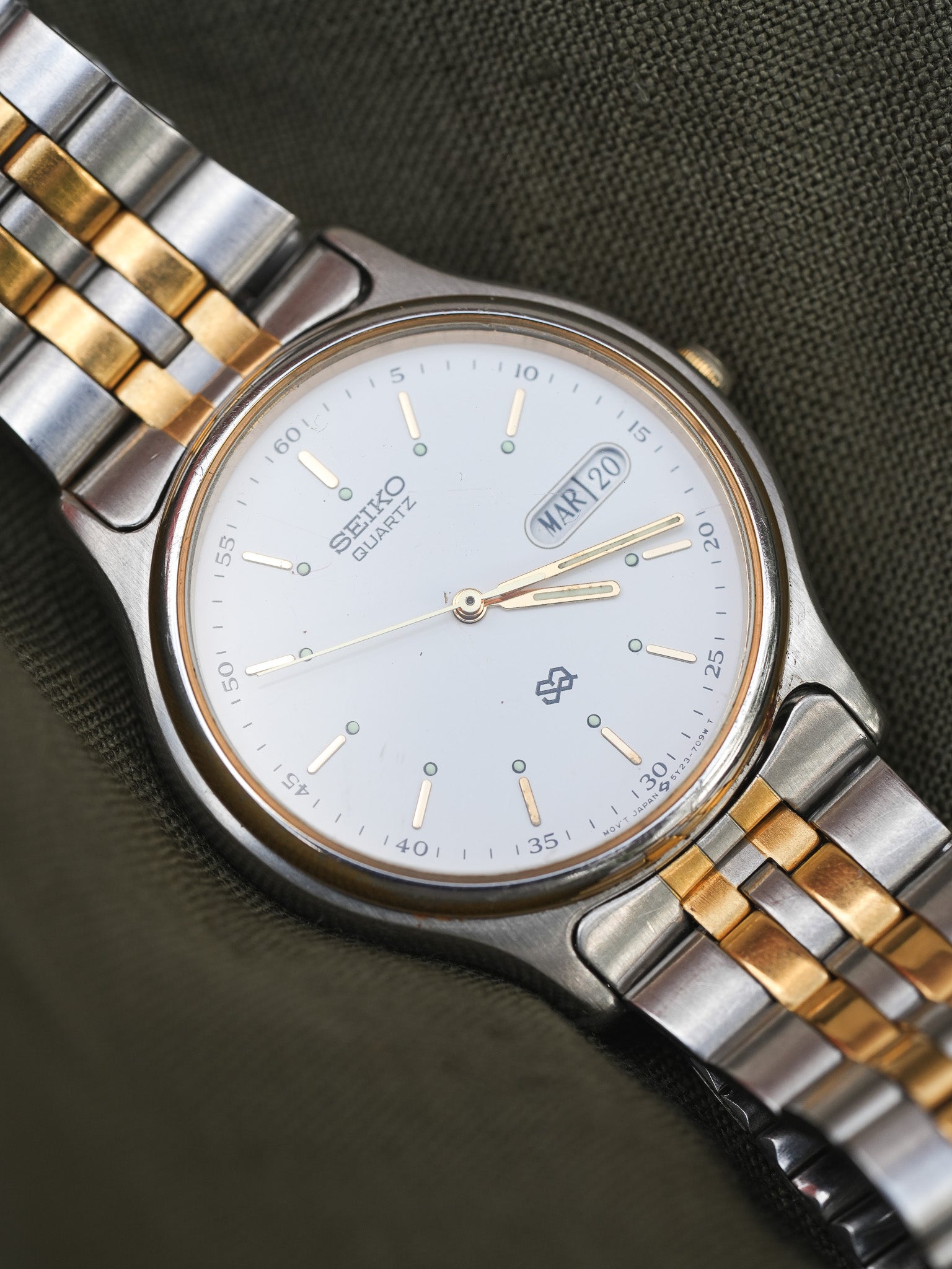 Seiko - SQ Daydate Stahl Gold Französisch Englisch Weiß - 1991