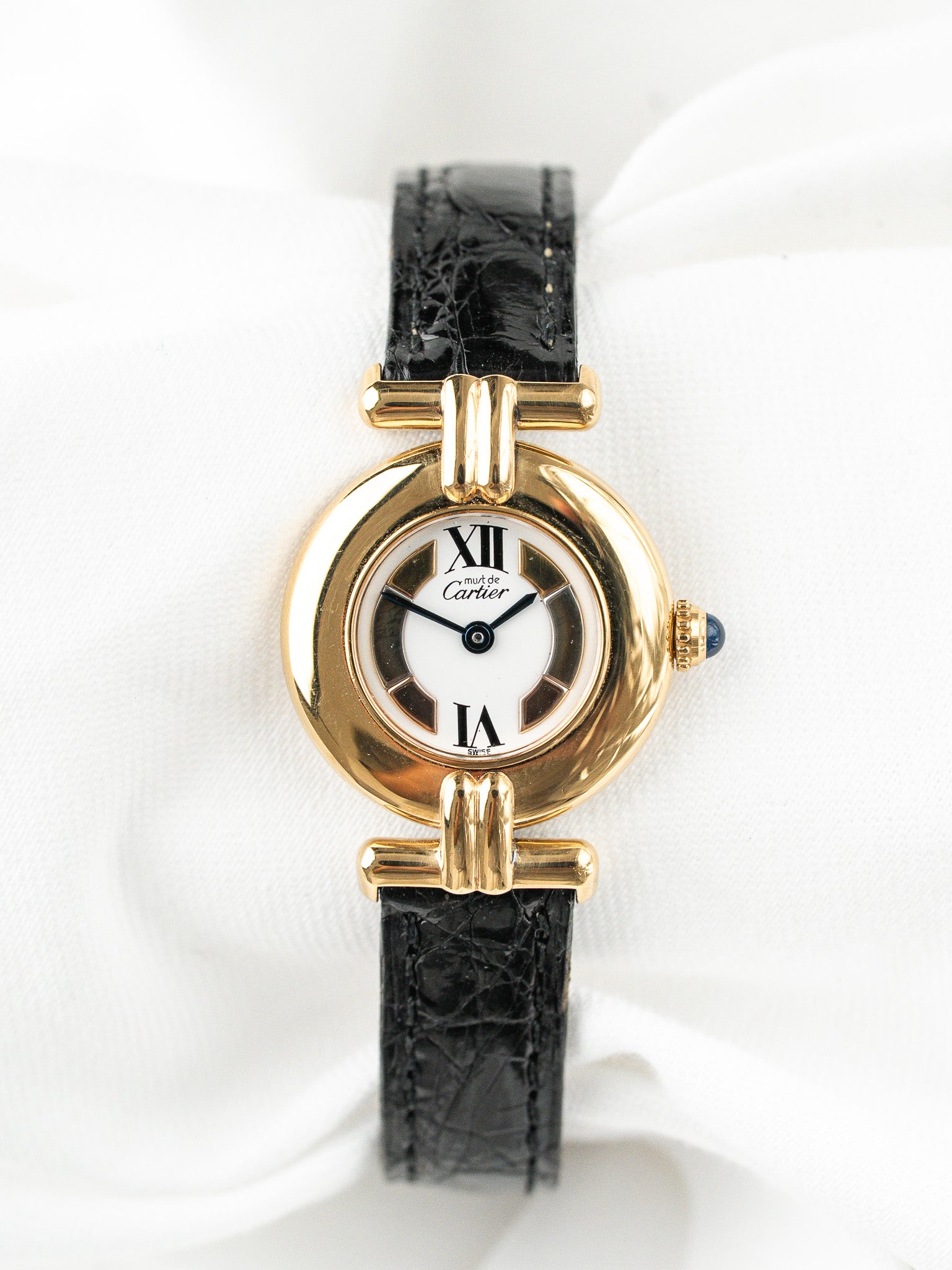 Montre Cartier Must Colisée Vermeil (1994) – Full Set & Bracelet Noir