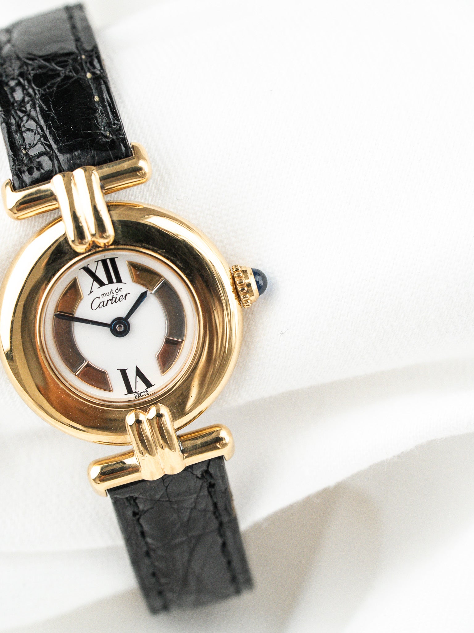 Montre Cartier Must Colisée Vermeil (1994) – Full Set & Bracelet Noir