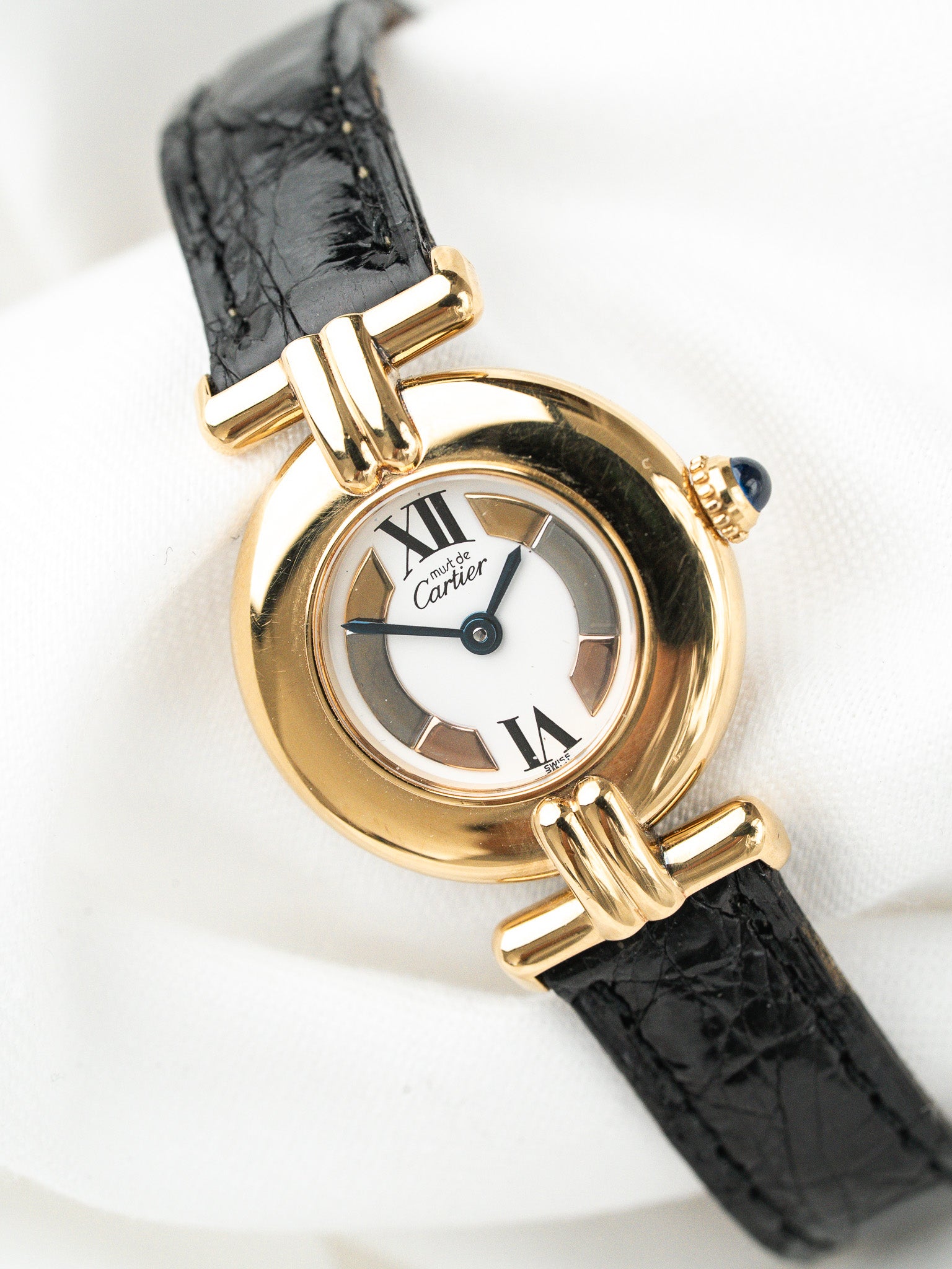 Montre Cartier Must Colisée Vermeil (1994) – Full Set & Bracelet Noir