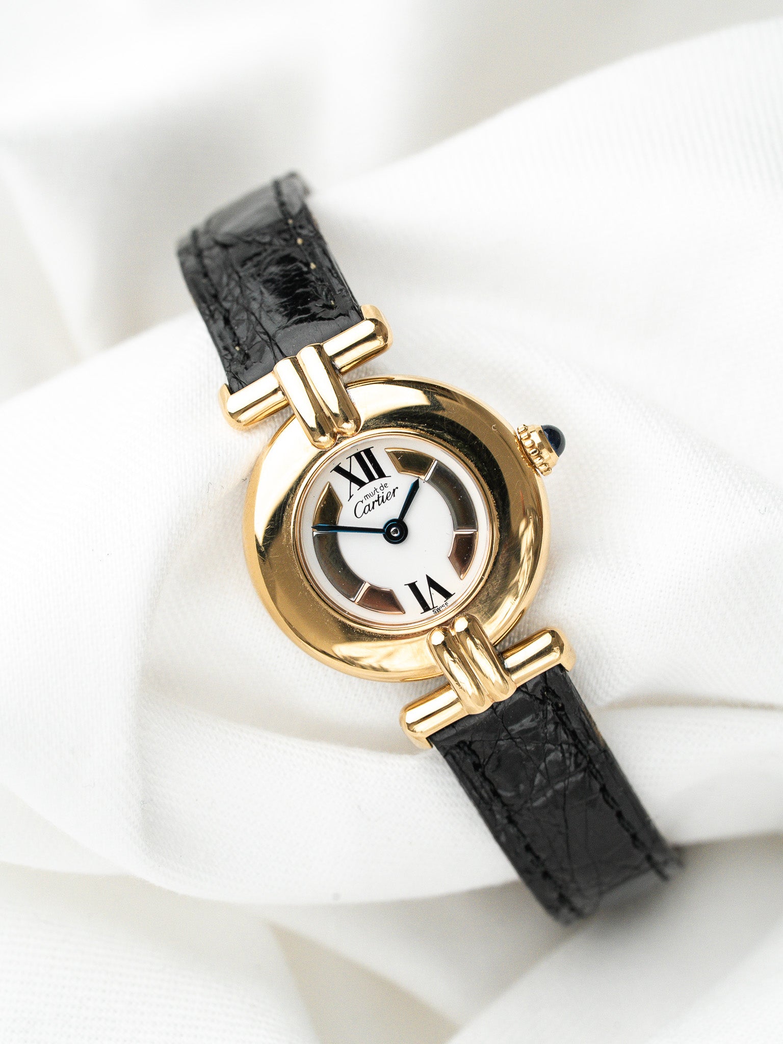 Montre Cartier Must Colisée Vermeil (1994) – Full Set & Bracelet Noir