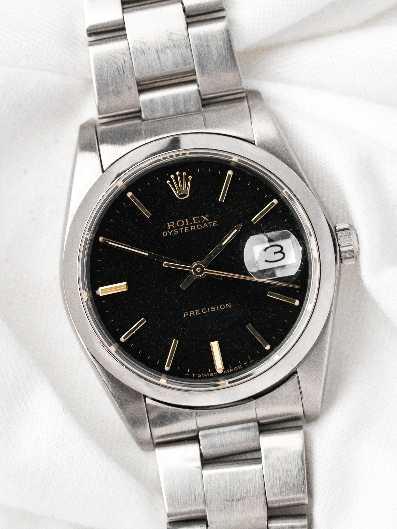 Montre Rolex Vintage Oysterdate 6694 — Cadran Noir Or (1976)