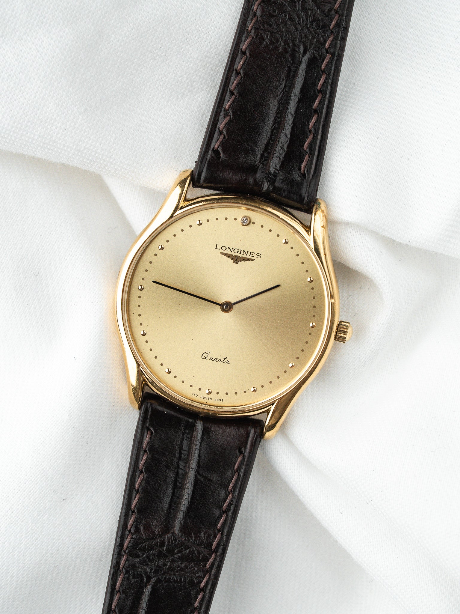 Montre Longines Vintage L4.617.2 — Plaqué Or Pierre Sertie (1980s)