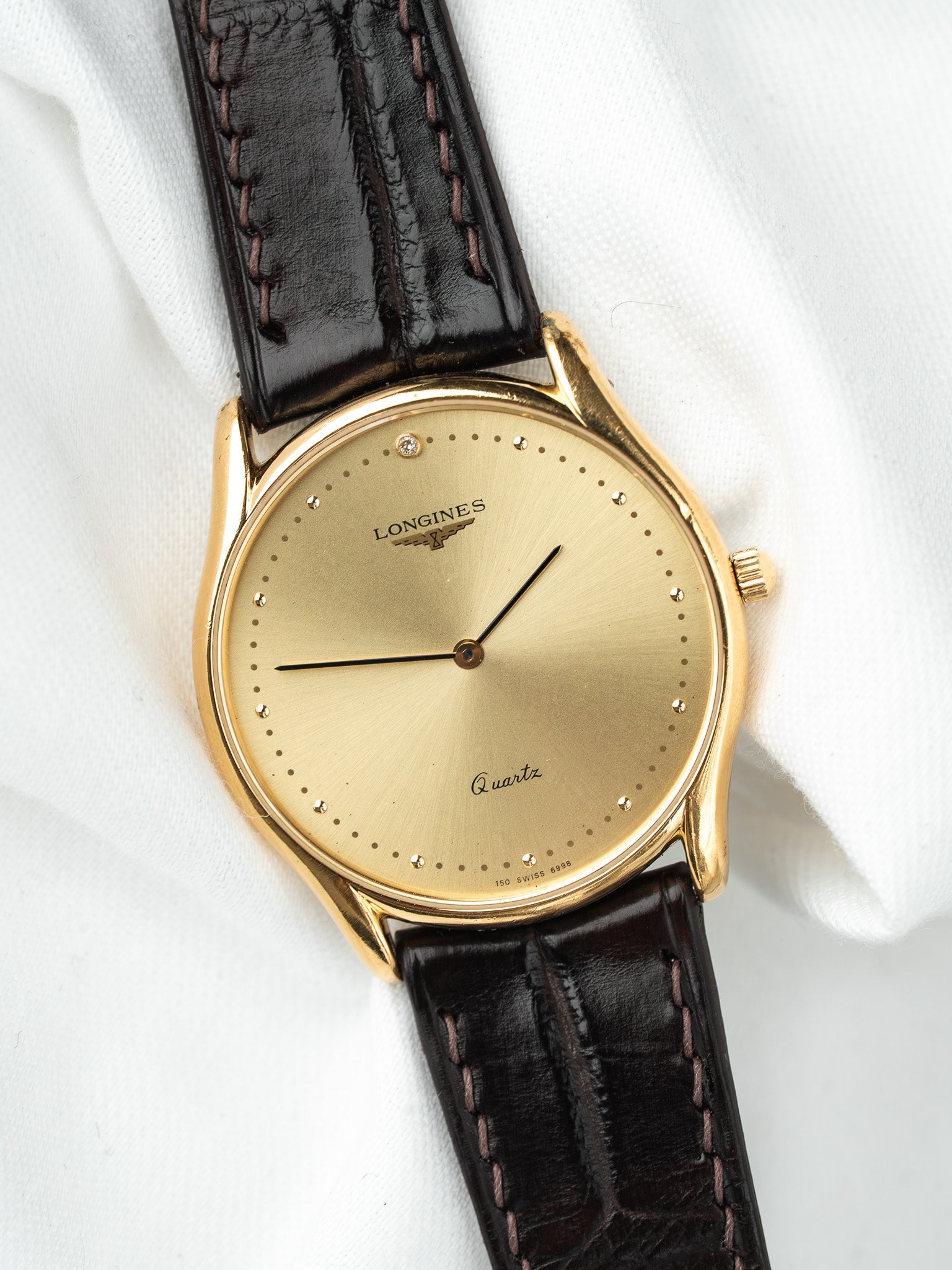 Montre Longines Vintage L4.617.2 — Plaqué Or Pierre Sertie (1980s)