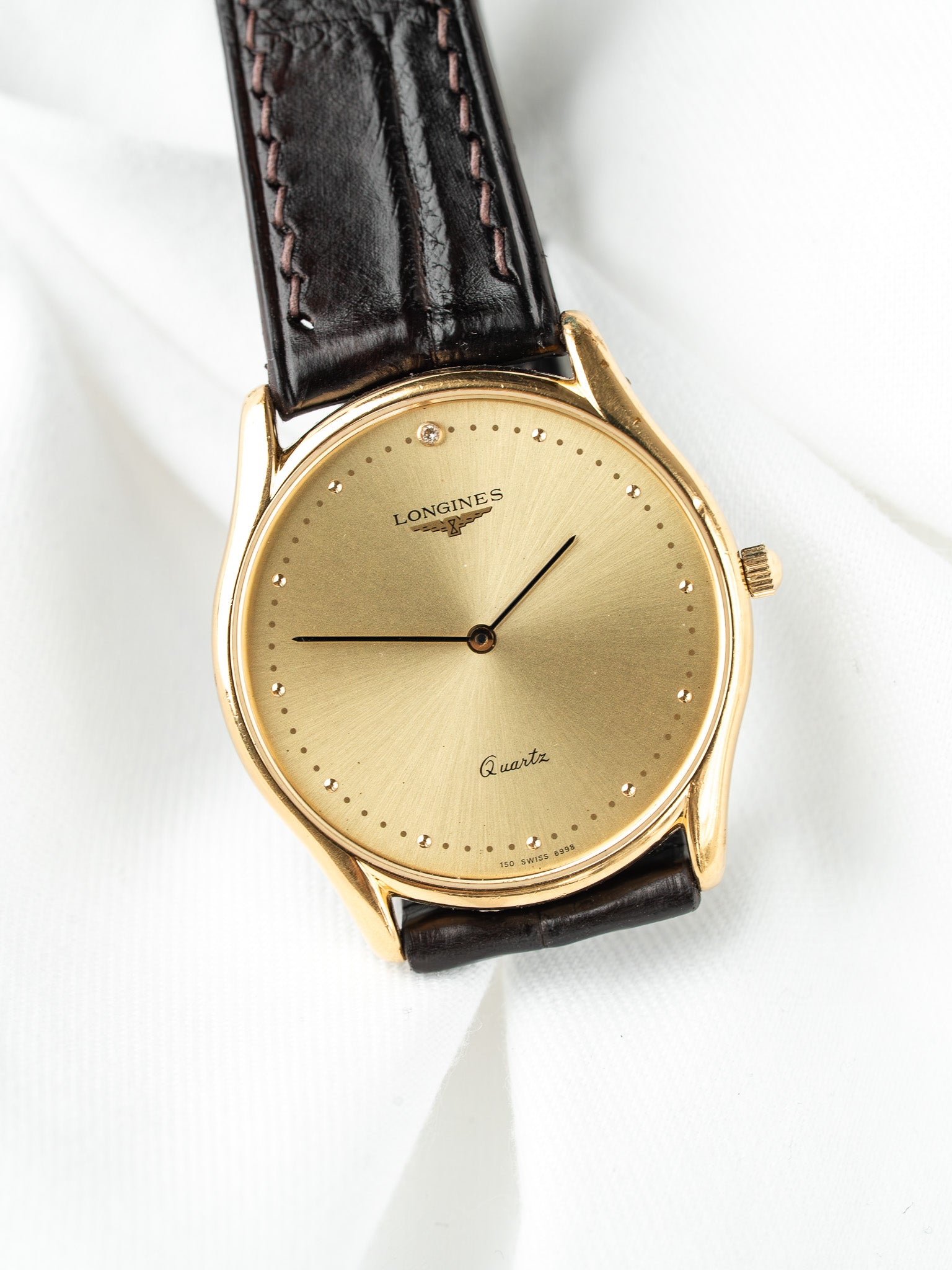 Montre Longines Vintage L4.617.2 — Plaqué Or Pierre Sertie (1980s)