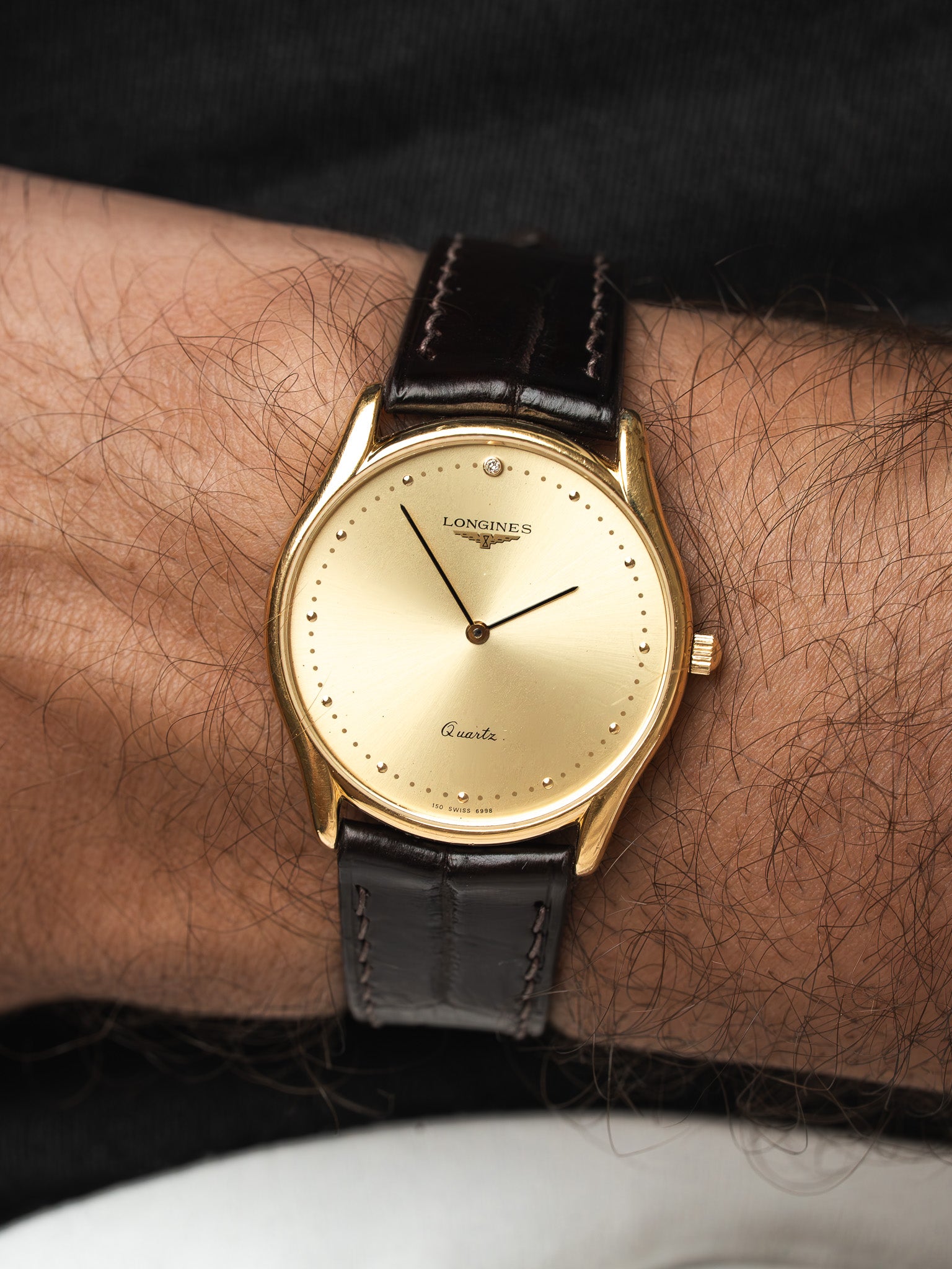 Montre Longines Vintage L4.617.2 — Plaqué Or Pierre Sertie (1980s)